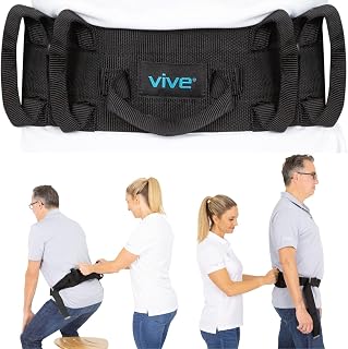 Vive Gait Belt 300 lbs - Padded Handles Transfer Belt for Elderly, Bariatric, PT - Quick Release Metal Buckle