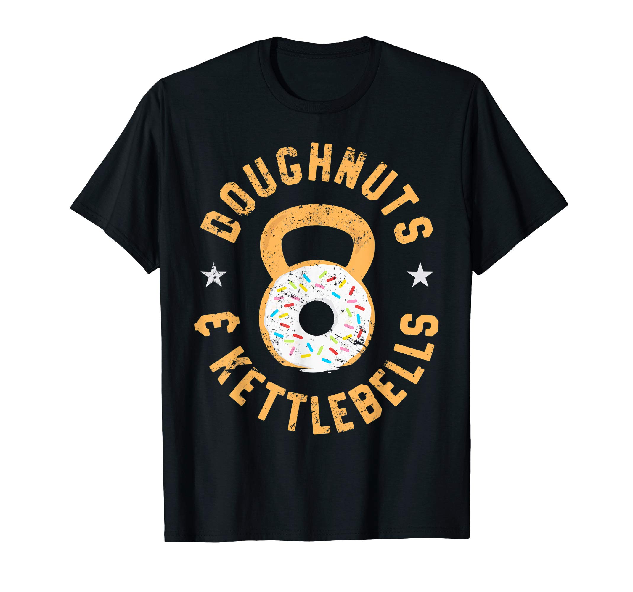 14th Floor Apparel VintageFunny Donut Kettlebell Gift, Doughnuts and Kettlebells T-Shirt