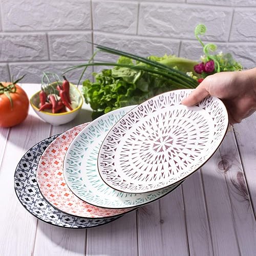 Miniatura 4 de Juego de 4 platos de cerámica de estilo japonés de 8 pulgadas para sushi, aperitivos, postres, perfectos para el hogar, restaurantes, fiestas (4