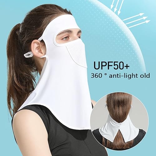 Miniatura 7 de Protección solar UPF 50 para mujer, para golf, deportes, protección UV, protector facial, pasamontañas reutilizable para ciclismo al aire libre