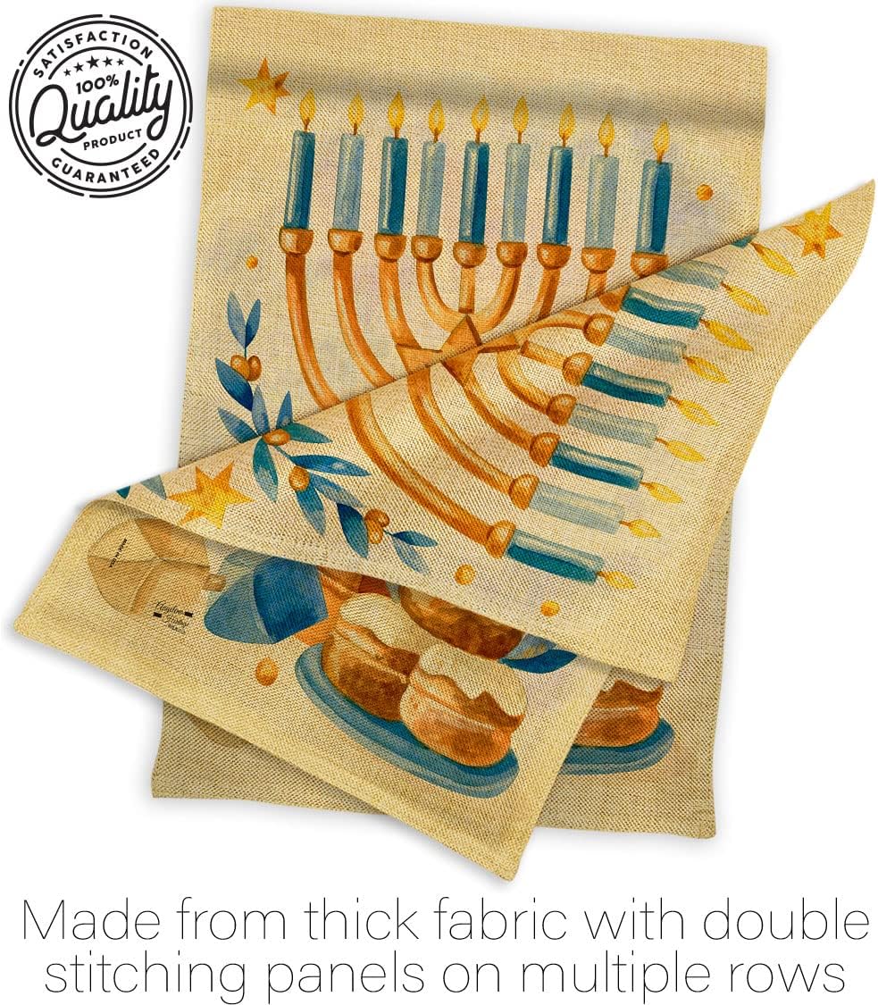 Jewish Festival Garden Flag Set Wall Holder Winter Hanukkah Candle Bonsai Menorah Chanukah David House Decoration Banner Small Yard Gift Double-Sided, 13"x 18.5", Thick Burlap