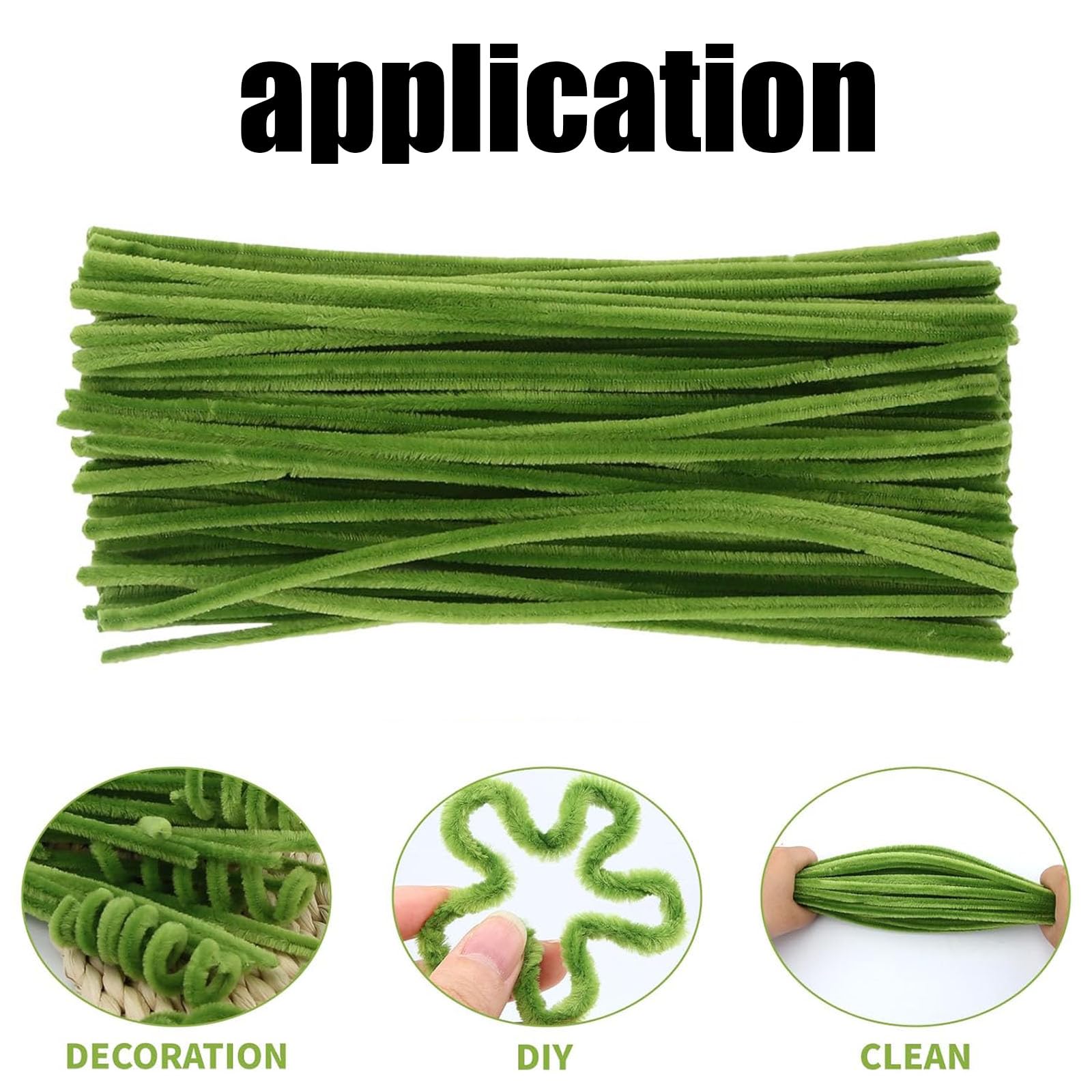 200 Pcs 30CM Green Pipe Cleaners for Craft Suitable for Handmade DIY Crafts Making Flower Garlands, Holiday Decorations - Image 3