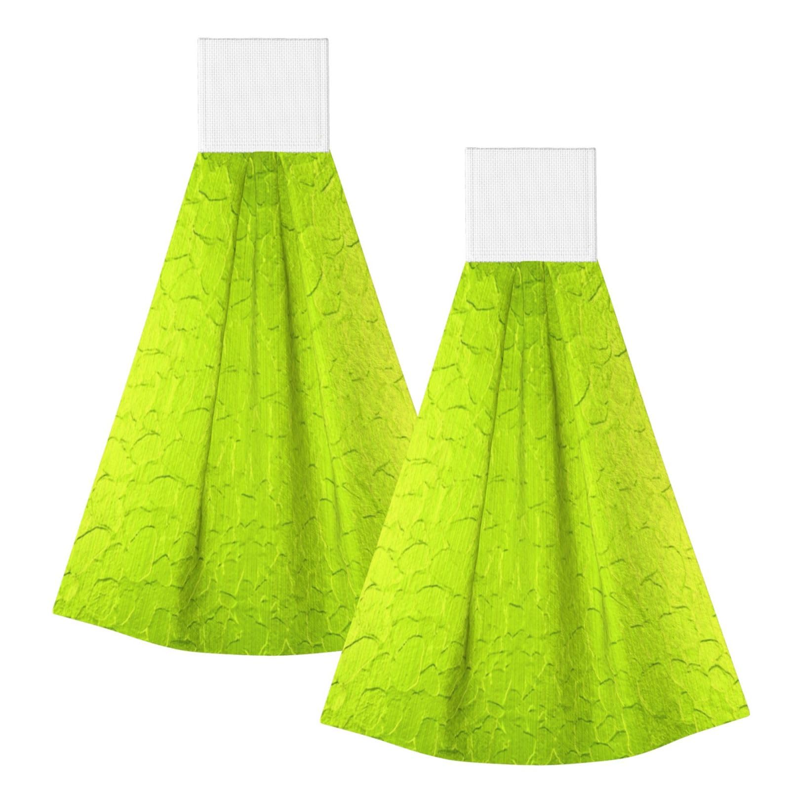 DOPKLNA Lime Green Modern Abstract Background, 2 Pcs Hanging Coral Fiber Hand Towels for Bathroom, Absorbent Kitchen Towels