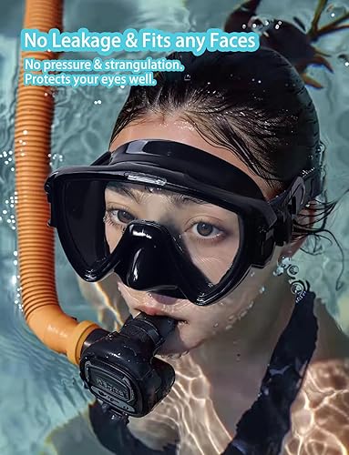 Miniatura 5 de Máscara de buceo para adultos con gorro de natación, gafas de natación de vidrio templado antivaho con cubierta para la nariz, máscara de buceo