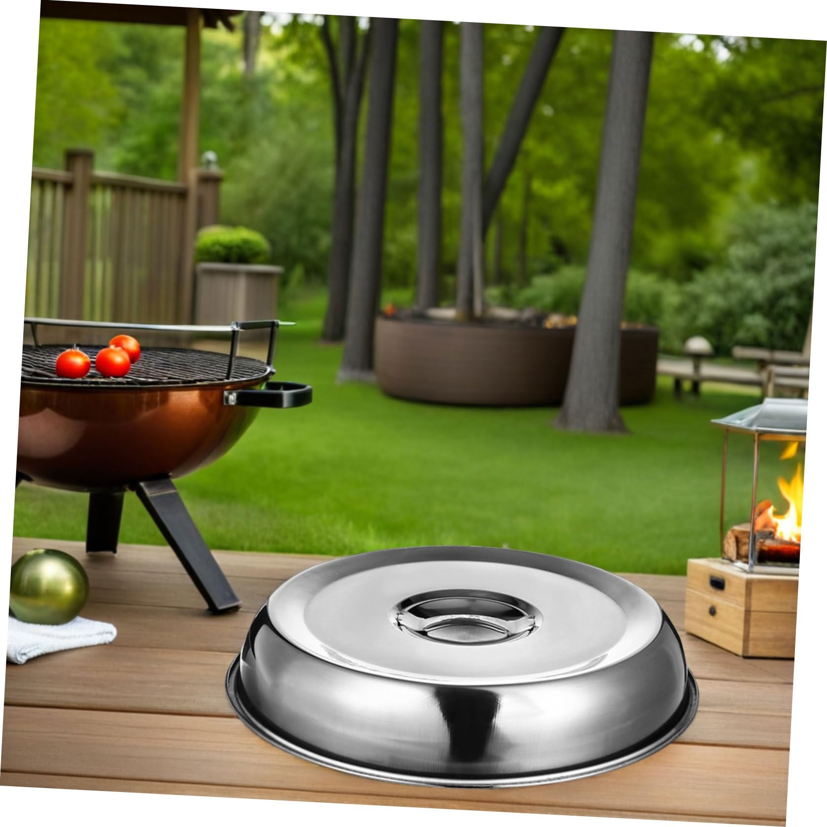 YARNOW 4 Pezzi Copertura Accessorio Versatile in Inossidabile per Barbecue per Cucina Riscaldamento Uniforme, per Bistecche e Hamburger Picnic e Riunioni