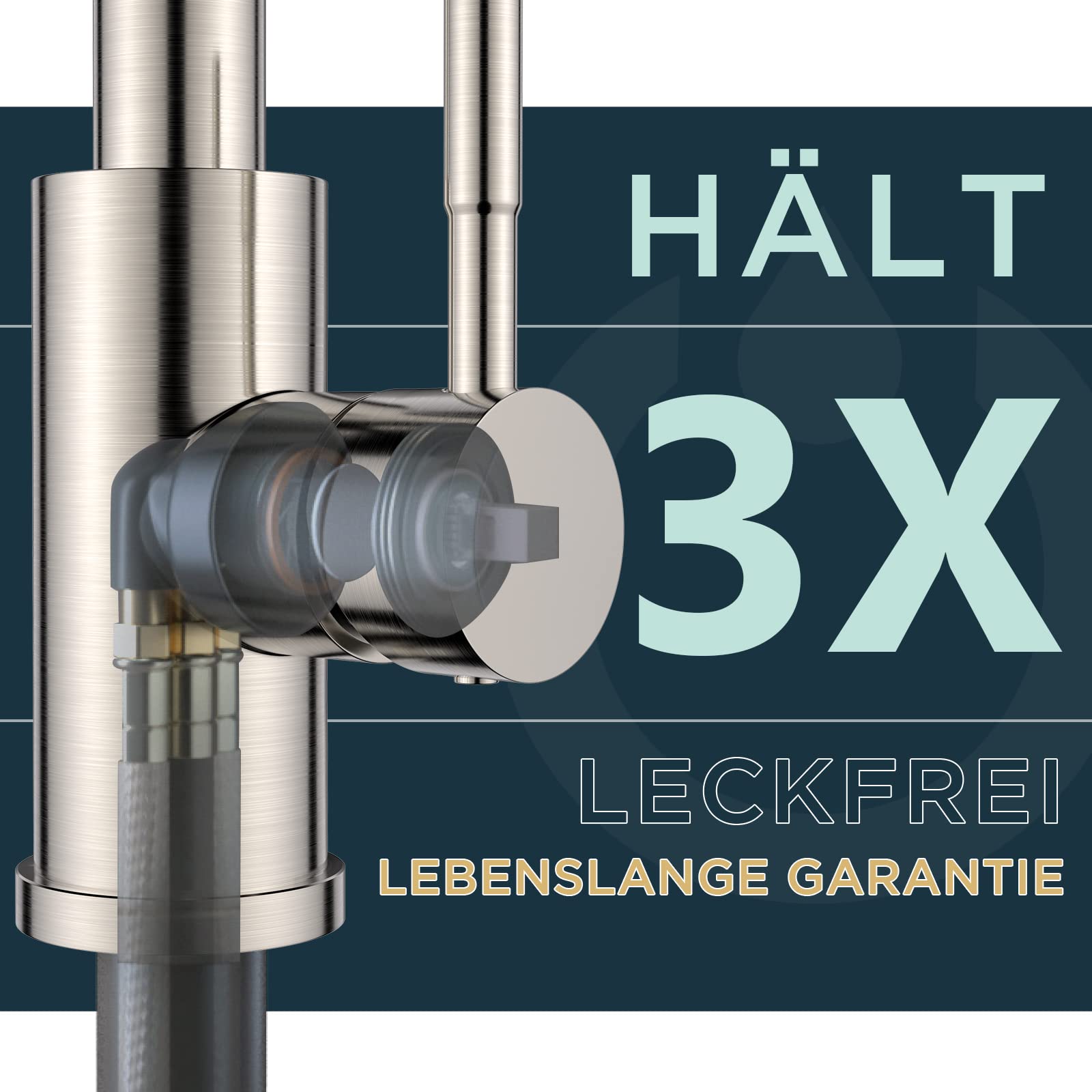 FORIOUS Wasserhahn Küche, Hoher Bogen Küchenarmatur, Edelstahl