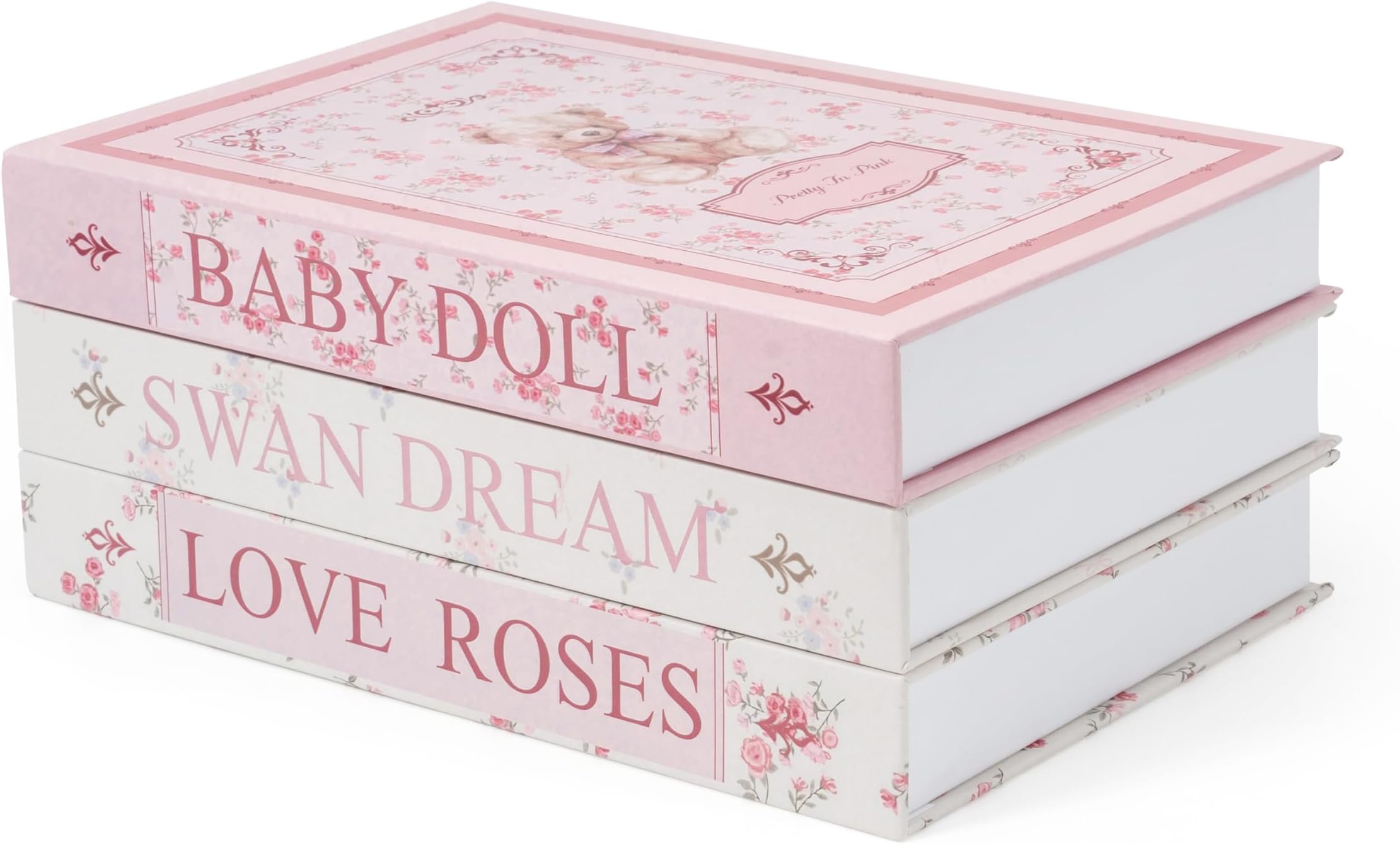 TwoDays Coquette Room Decor Aesthetic, Vintage Victorian Decorative Fake Books, Storage Box for Coffee Table and Bookshelf, Bridgerton Decor. (Set of 3)