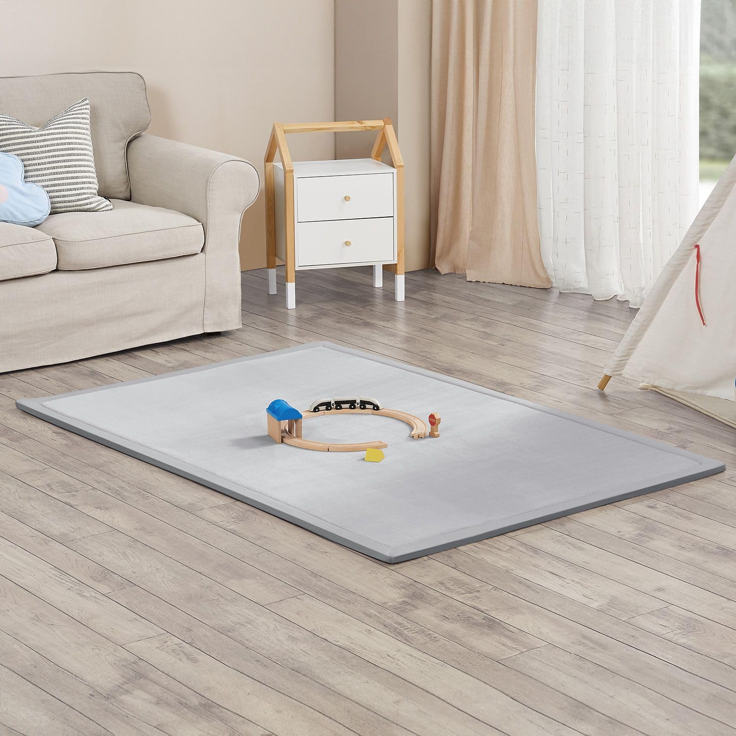 Juskys tappeto morbido e antiscivolo da 180x120 cm per gattonare, ideale per bambino, neonato, yoga – Grigio