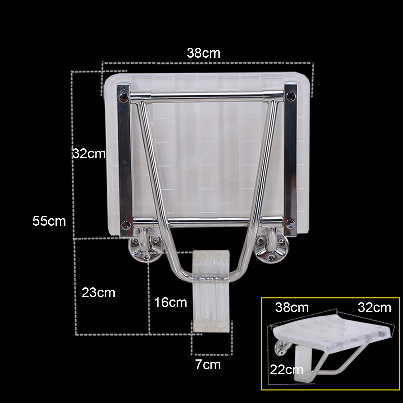 Asiento Ducha Abatible, Taburete de Seguridad para Baño, Taburete de ABS Necesidades Diarias para Personas Mayores Discapacitadas Cargar Los Portes 160 Kg
