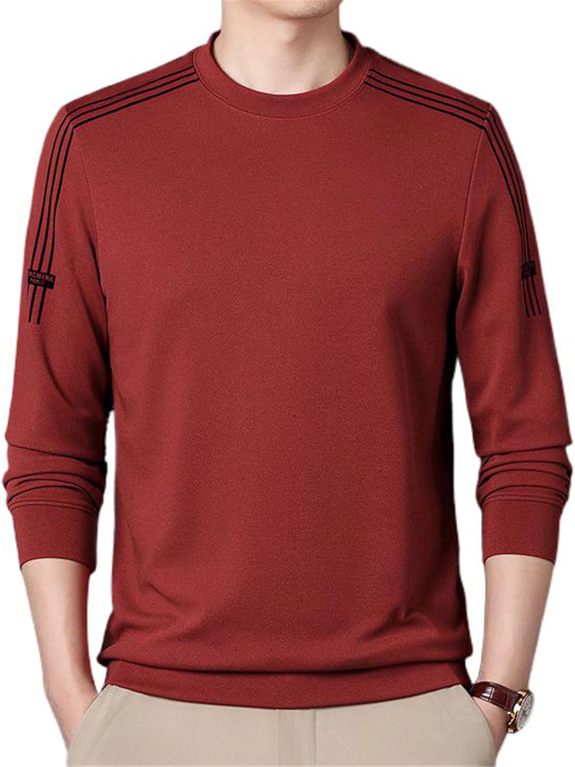 Men's Autumn Long-Sleeved Round Neck Sweater Casual Base Shirt