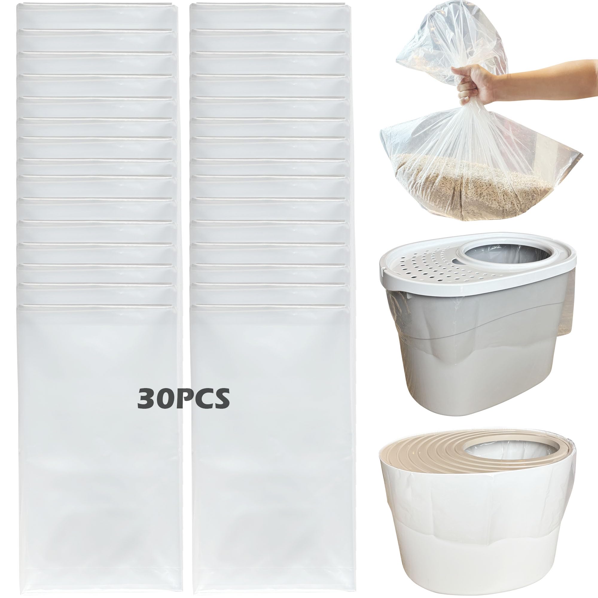 30 Pack Litter Box Liners Fit for IRIS Top Entry Cat Litter Box - Durable Thickened and Scratch-Resistant, Liners for Most Top Entry Litter Pan Models