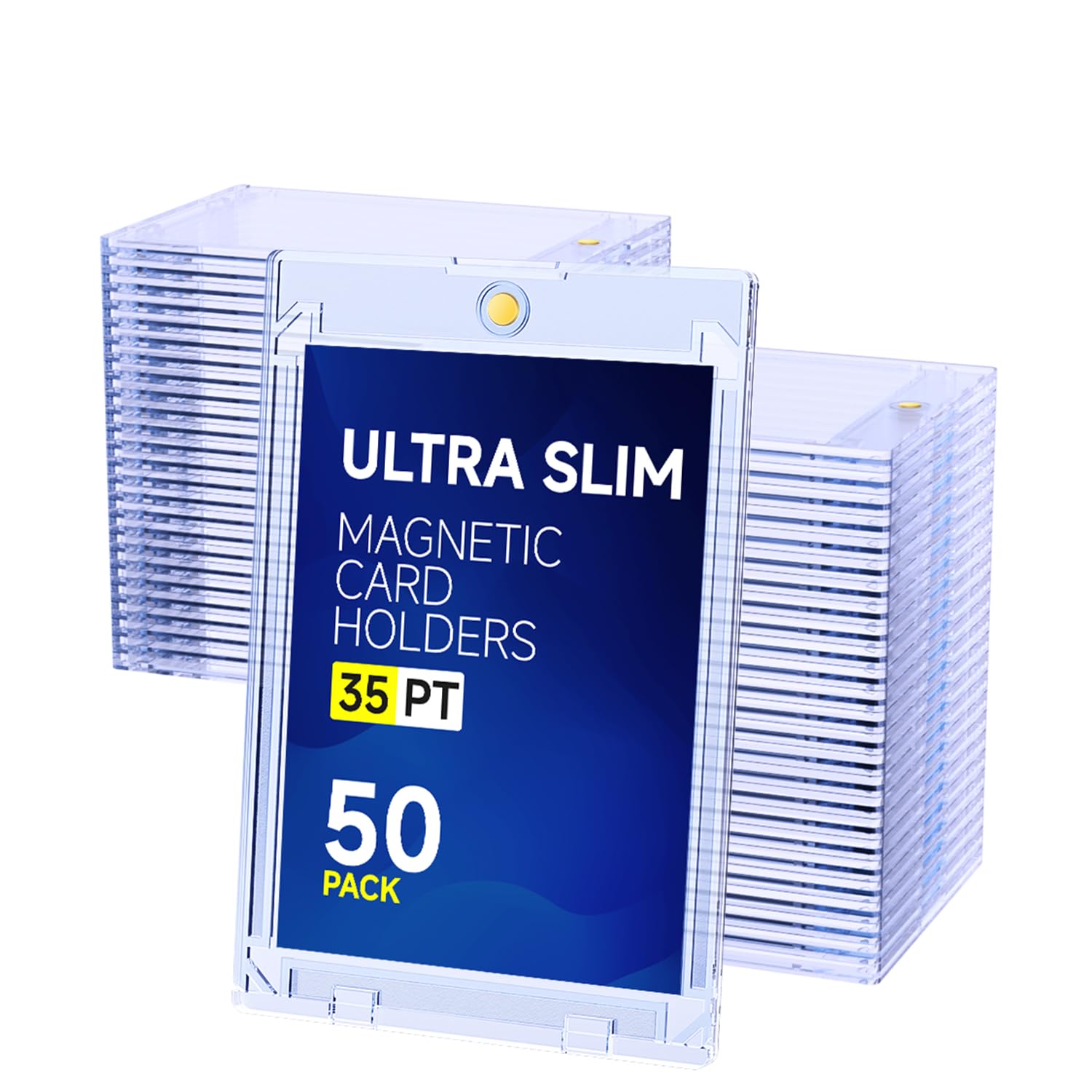 Basthalan 50ct Magnetic Card Holder, 35pt Slim One Touch Card Holder