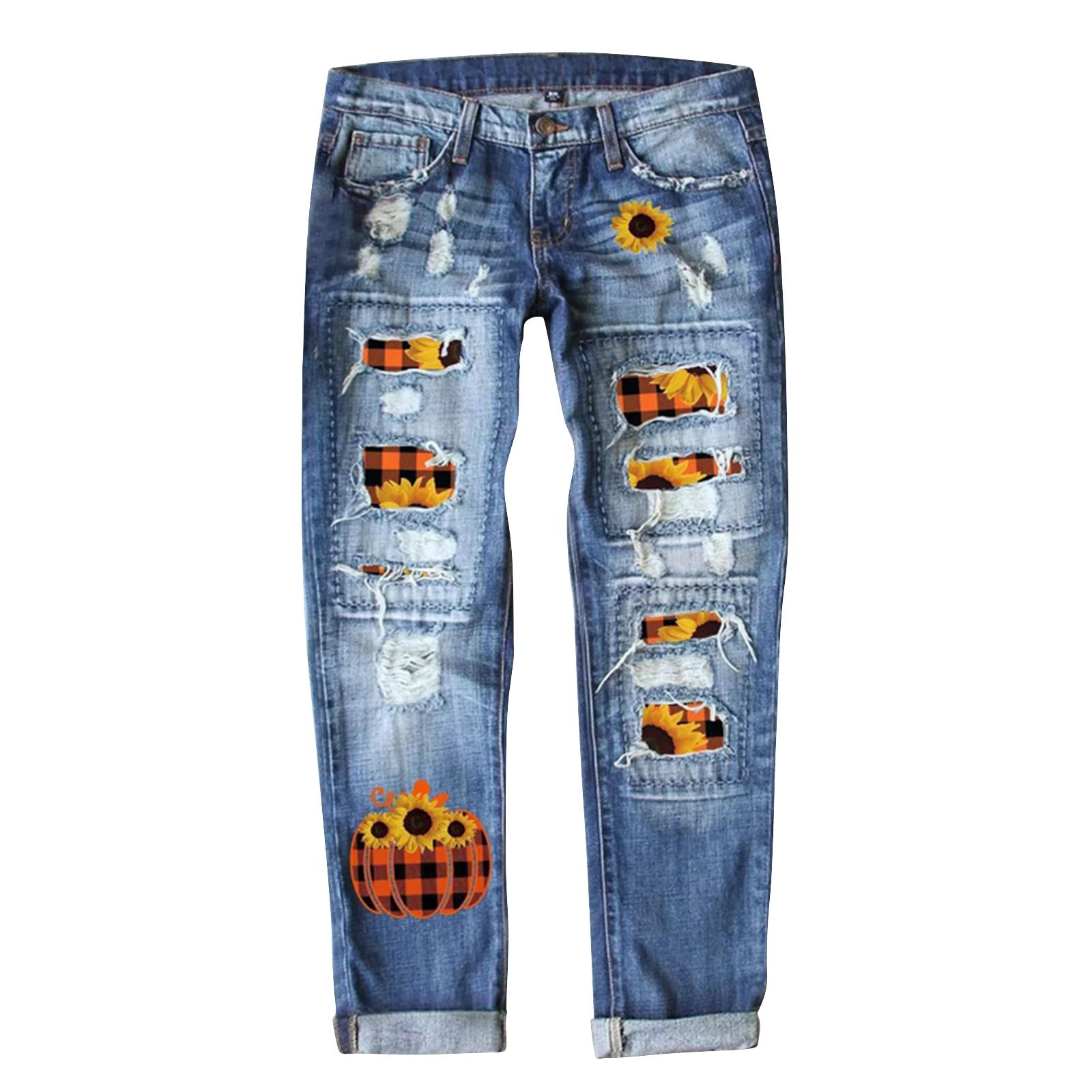 Women S Ripped Stretch Cute Jeans Skinny Slim Fit Distressed