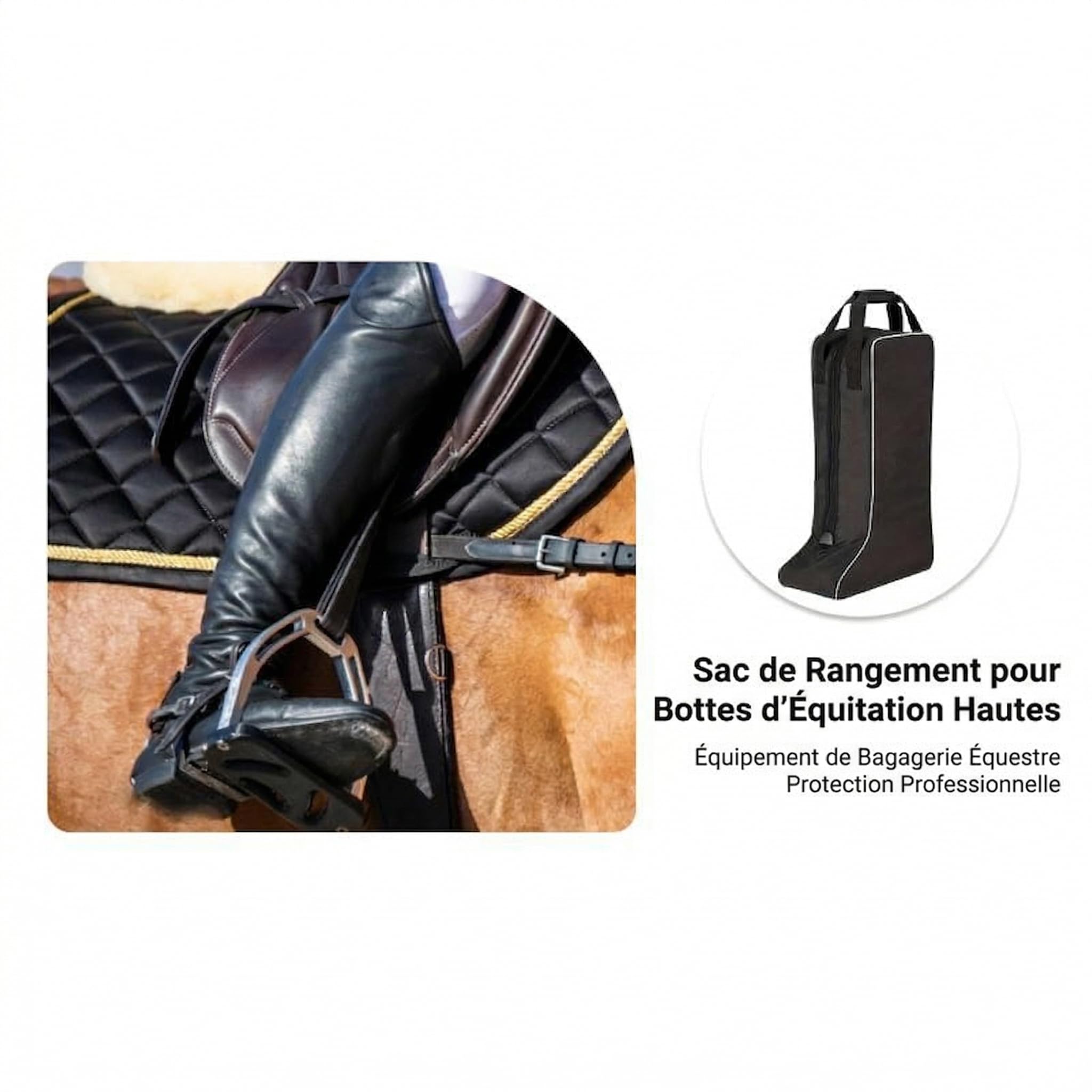 LOVIVER Sac à Bottes Hautes d'Équitation, Housse de Rangement pour Bottes de Cheval, Sac de Transport en Oxford, avec Poignée, pour Compétition Randonnée Sports Accueil Pack