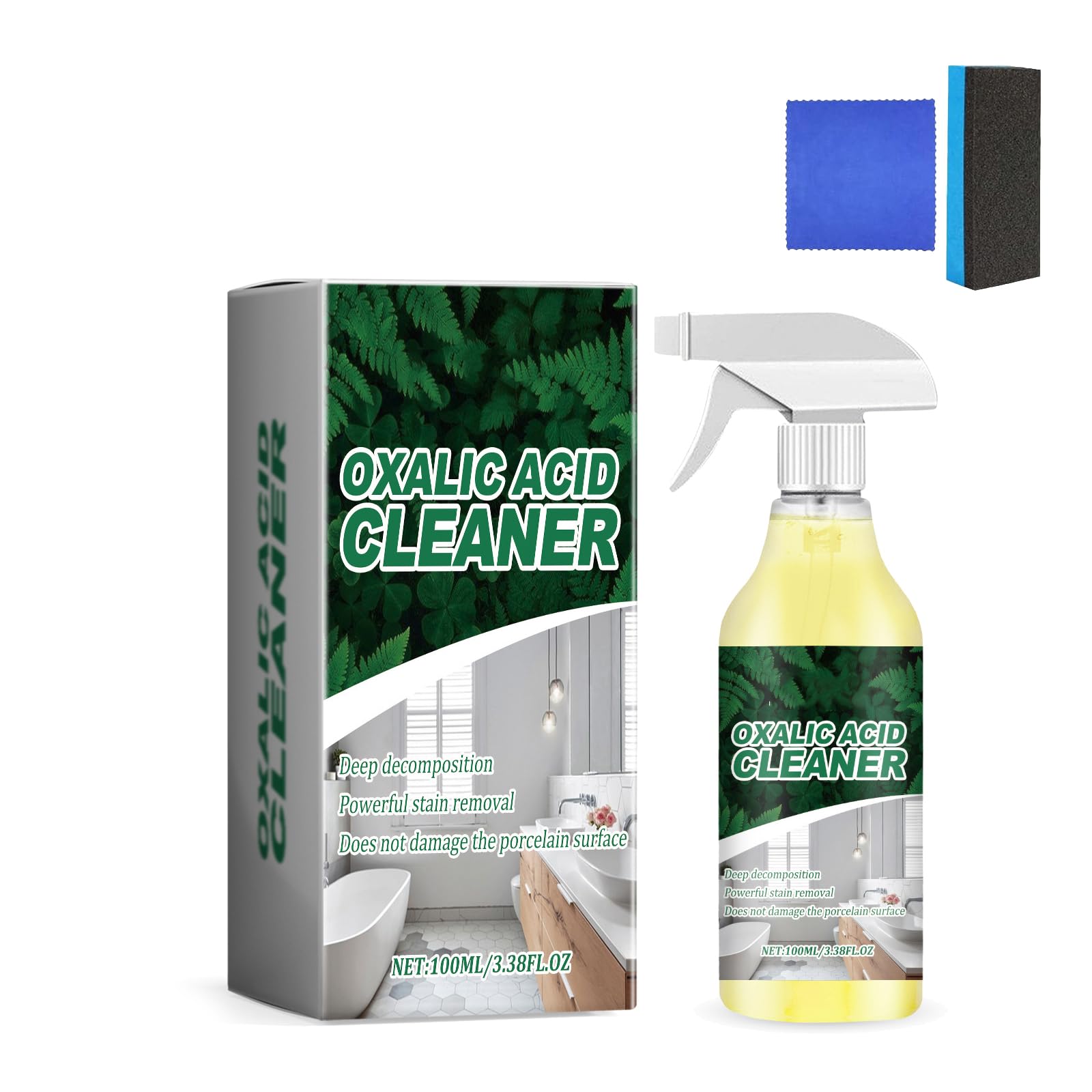 Oxalic Acid Cleaner, Oxalic Acid Powerful Stain Cleaner, OxalicAcidCleaner Spray, Multi-purpose Removal Cleaning Spray for Bathroom (1PC)