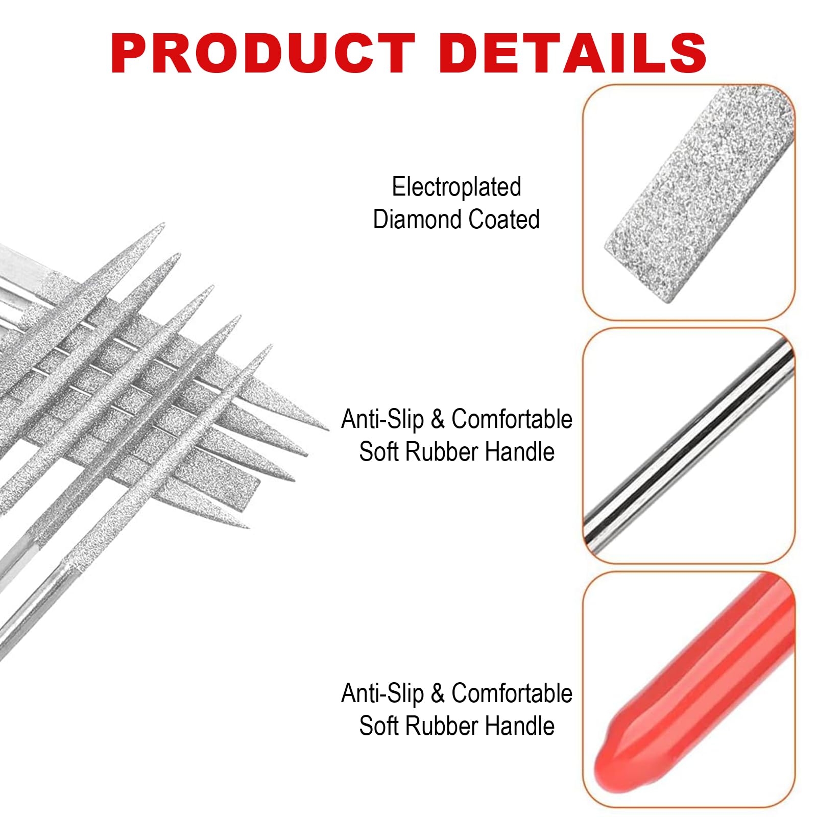 Utoolmart Lot De 10 Mini Limes Aiguilles Diamantées - 2 Mm X 100 Mm - Grain 150 - Pour Métal, Verre, Pierre Avec Ponçage Fin