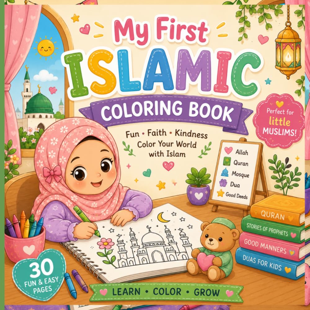 My First Islamic Coloring Book for Kids: Fun & Easy Muslim Coloring Pages for Learning Faith, Kindness & Good Manners: Cute Islamic Coloring ... Ramadan, Eid & Friendly Muslim Characters