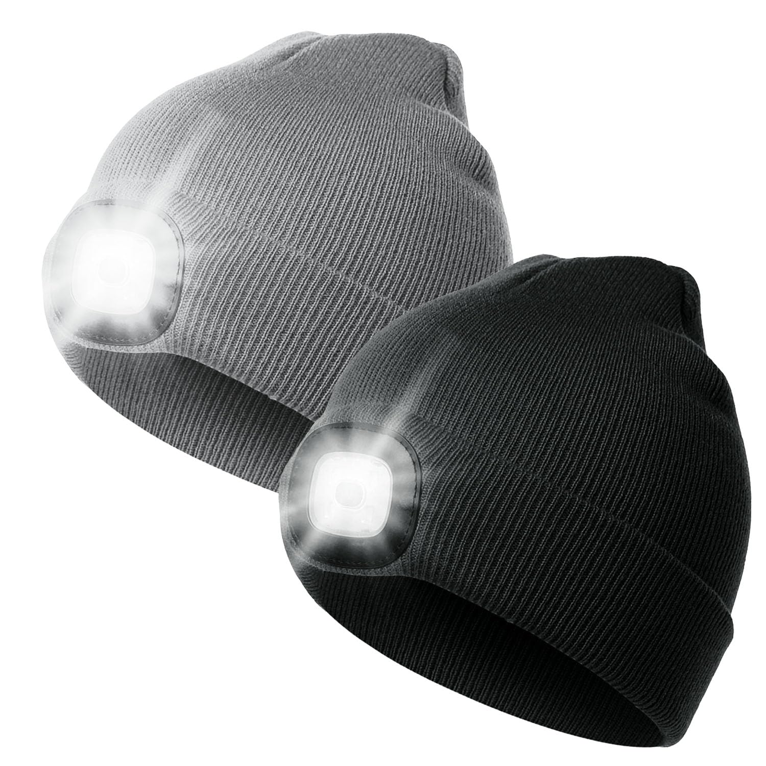 LED Beanie Hat with Light, Headlamp Beanie Cap Unisex Winter Warm Knit Night Light Hat, Knit Beanie Gifts for Men Women Kid