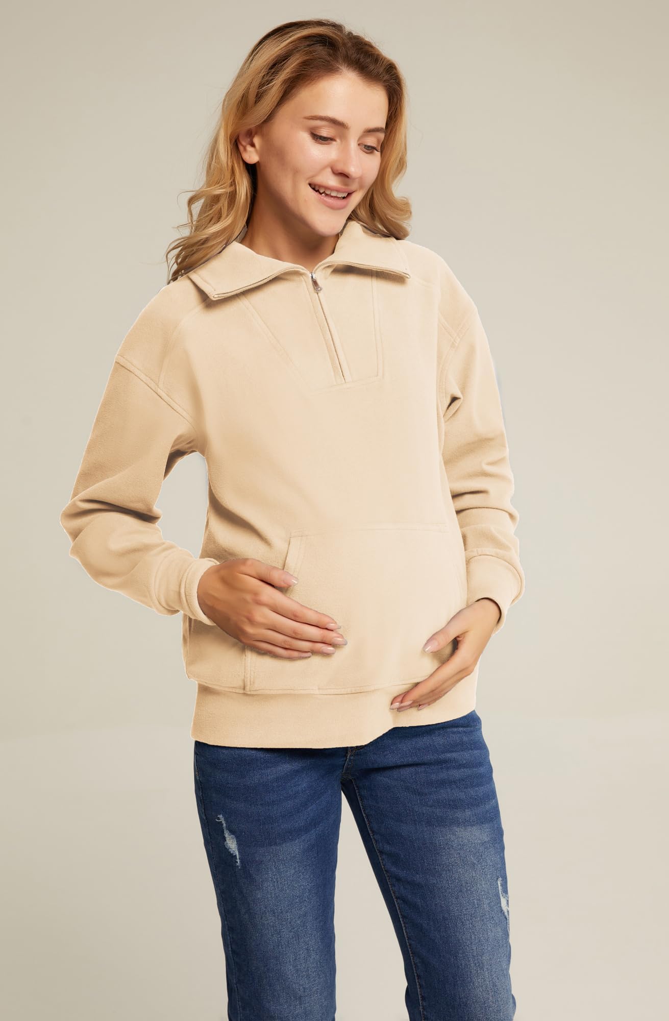 Maacie Ropa de maternidad tops de manga larga para embarazadas jersey de ajuste relajado para embarazadas