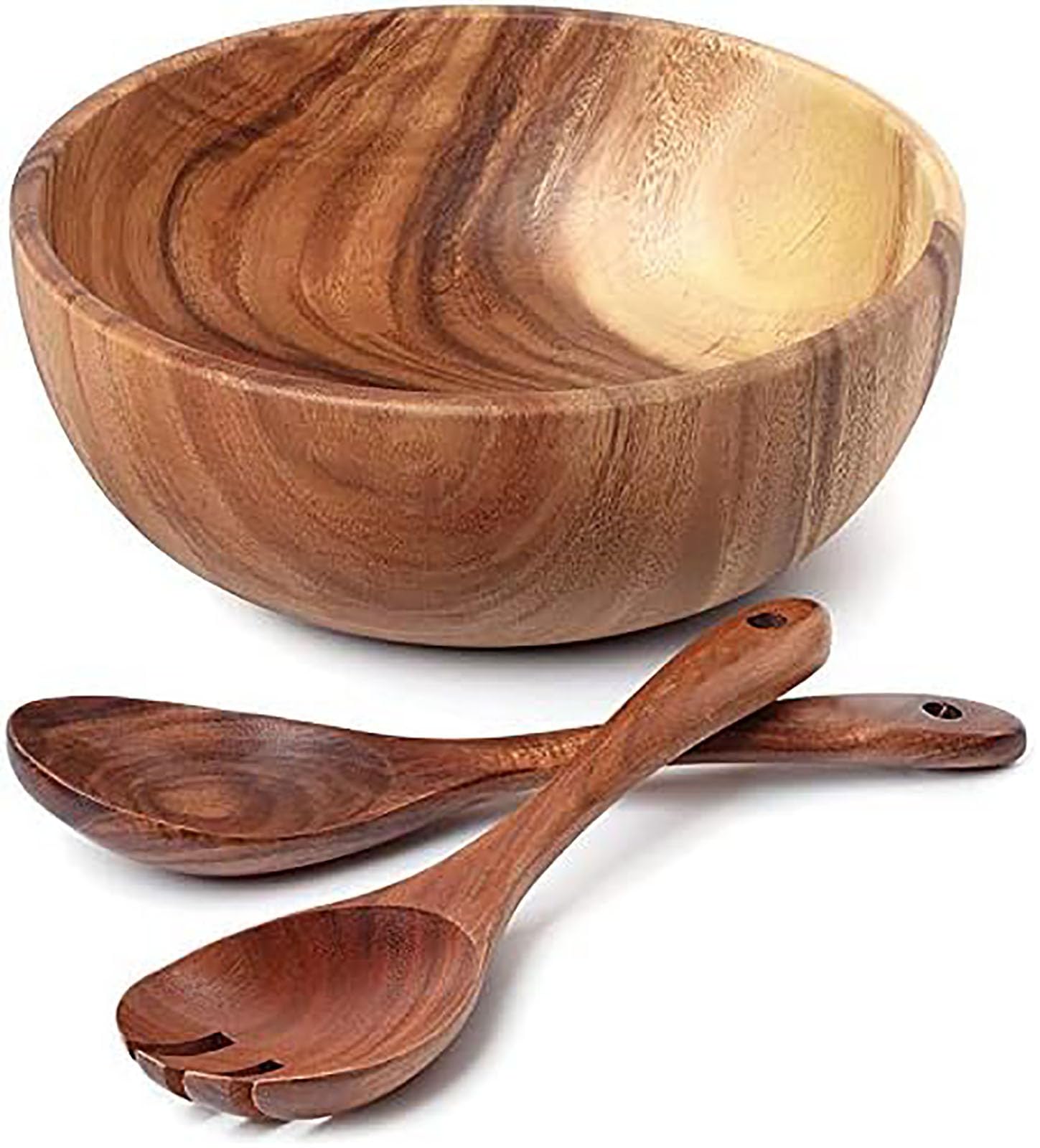 Saladier en Bois de 24 cm avec cuillère, Peut être utilisé pour Les Fruits, la Salade