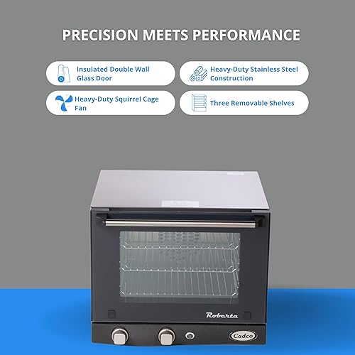 Miniatura 3 de Cadco OV-003 Horno de convección compacto de tamaño cuarto con controles manuales 120 voltios1450 vatios acero inoxidable y negro