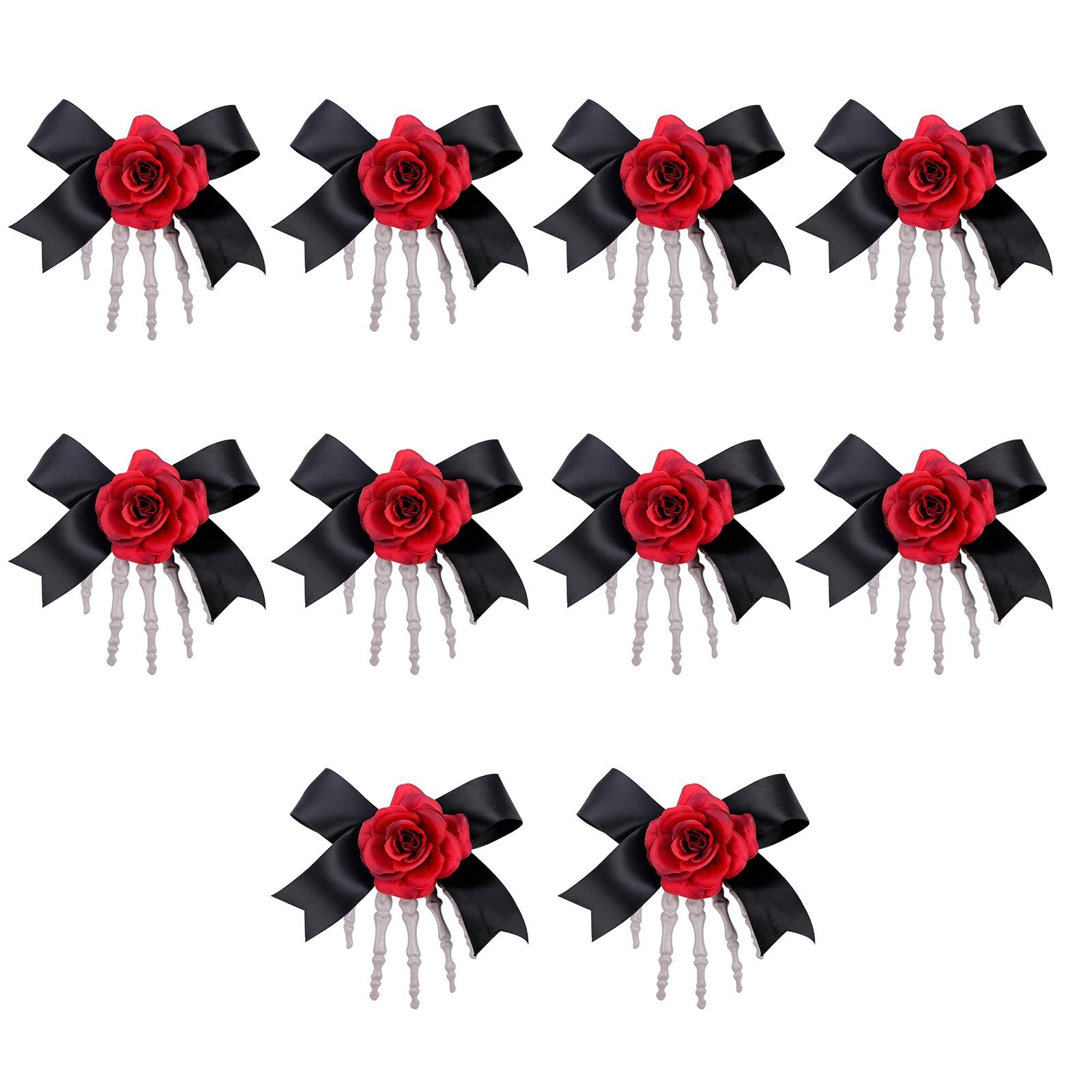 Épingles à cheveux squelette Halloween antidérapantes : lot de 10 barrettes de fête