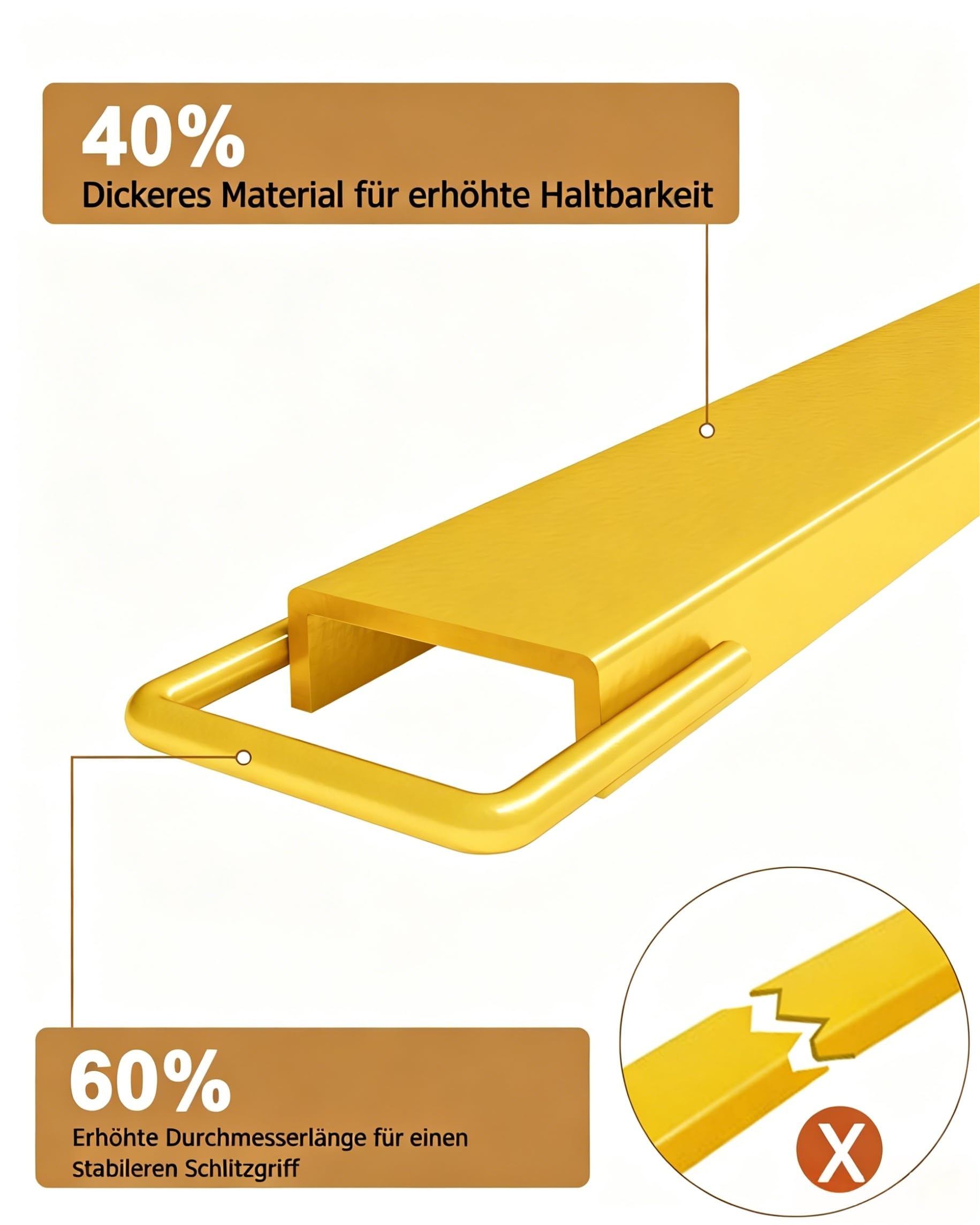 Garvee Forklift Extensions, 1 Paar schwere Stahl-Palettengabelverlängerungen für Gabelstapler, 213 cm Länge, 14 cm Breite, Gelb