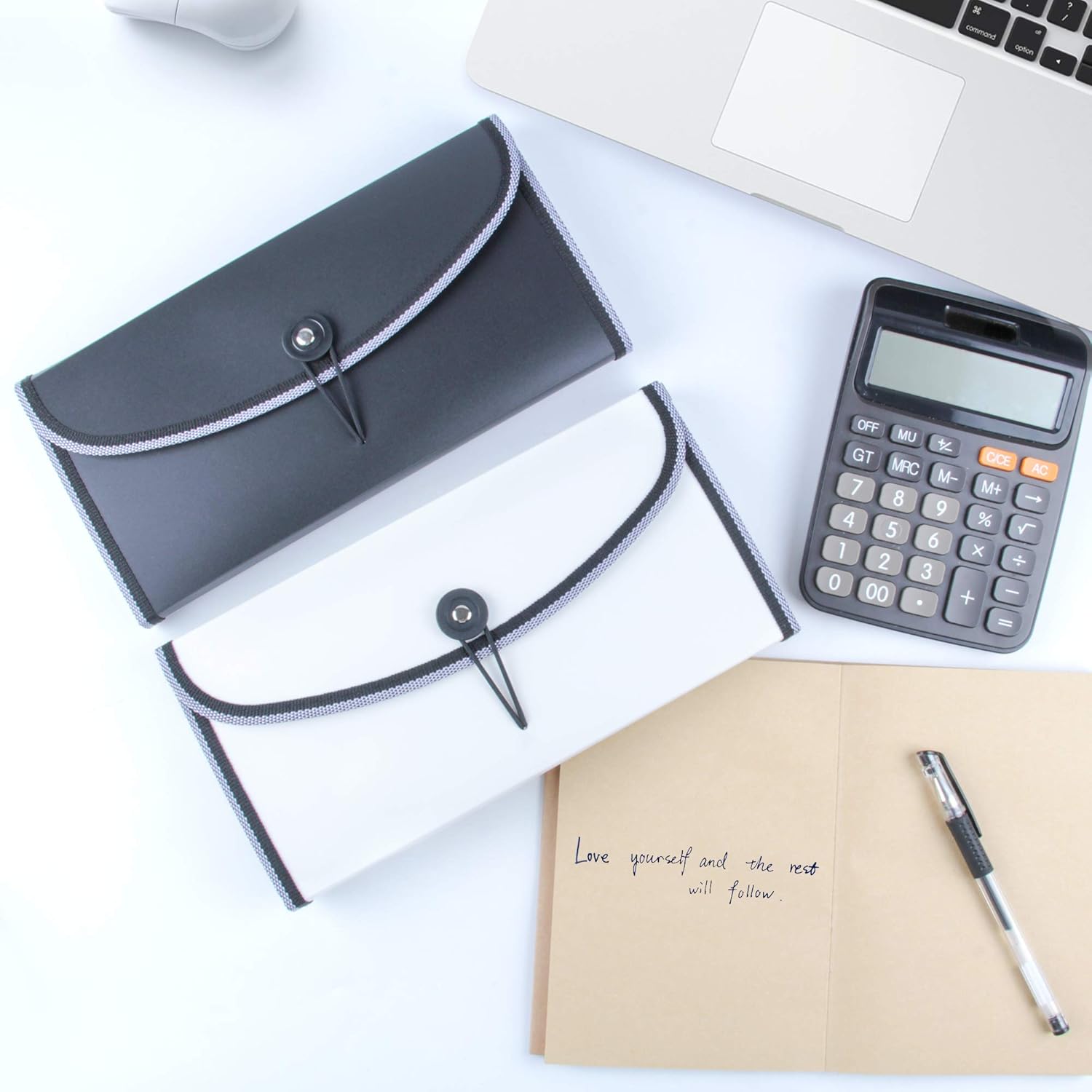 Actume 13-Pocket Expanding Receipt Folder Small Accordion File Folder with Label, Check Bill File Storage Plastic Business Document Organizer Wallet Case for Office Home (Black) : Office Products