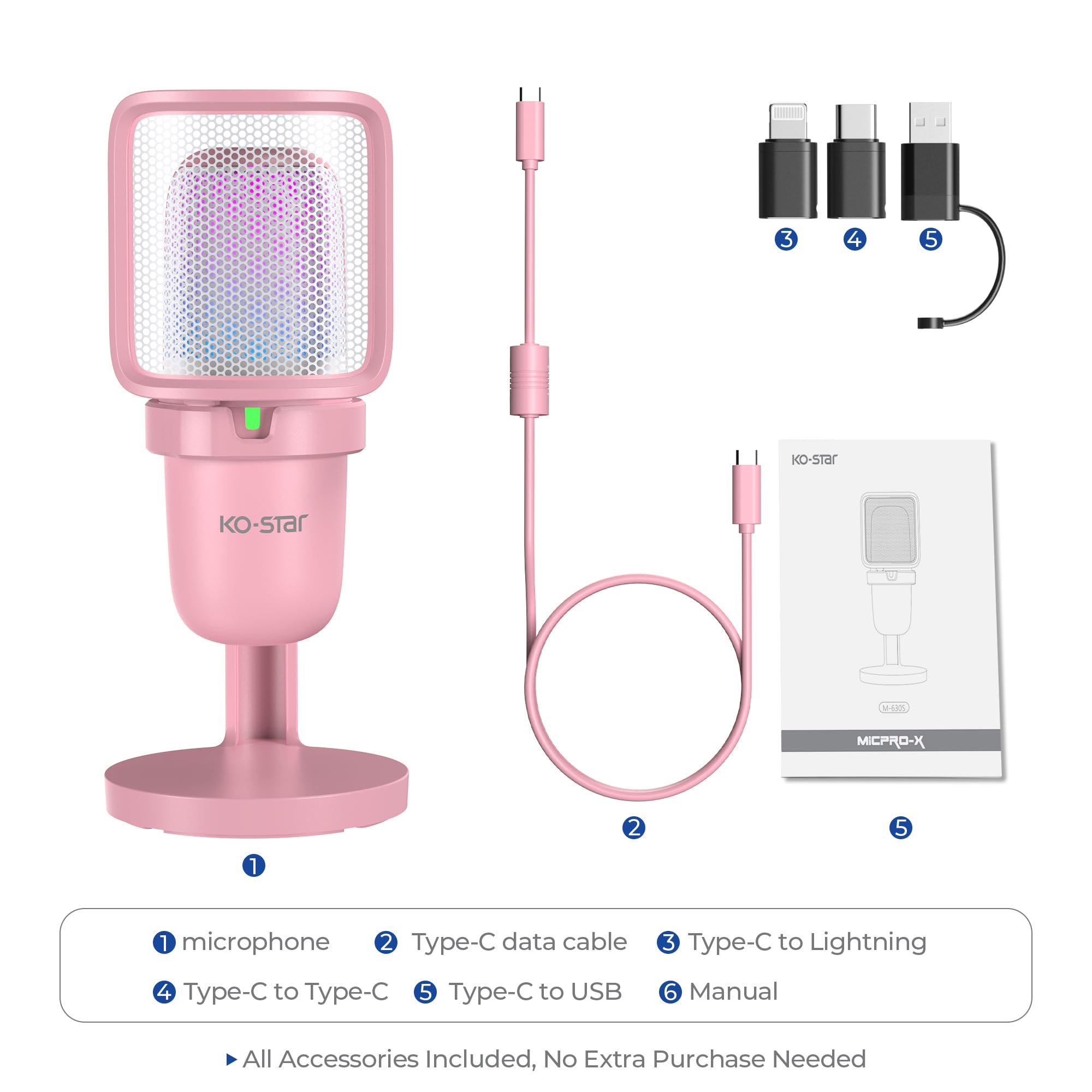 Mikrofon USB do komputera, mikrofon Asmr, mikrofon do gier komputerowych do PS4 / PS5 / Mac, mikrofon strumieniowy do gier komputerowych, mikrofon pojemnościowy ze strumieniowaniem RGB, filtr