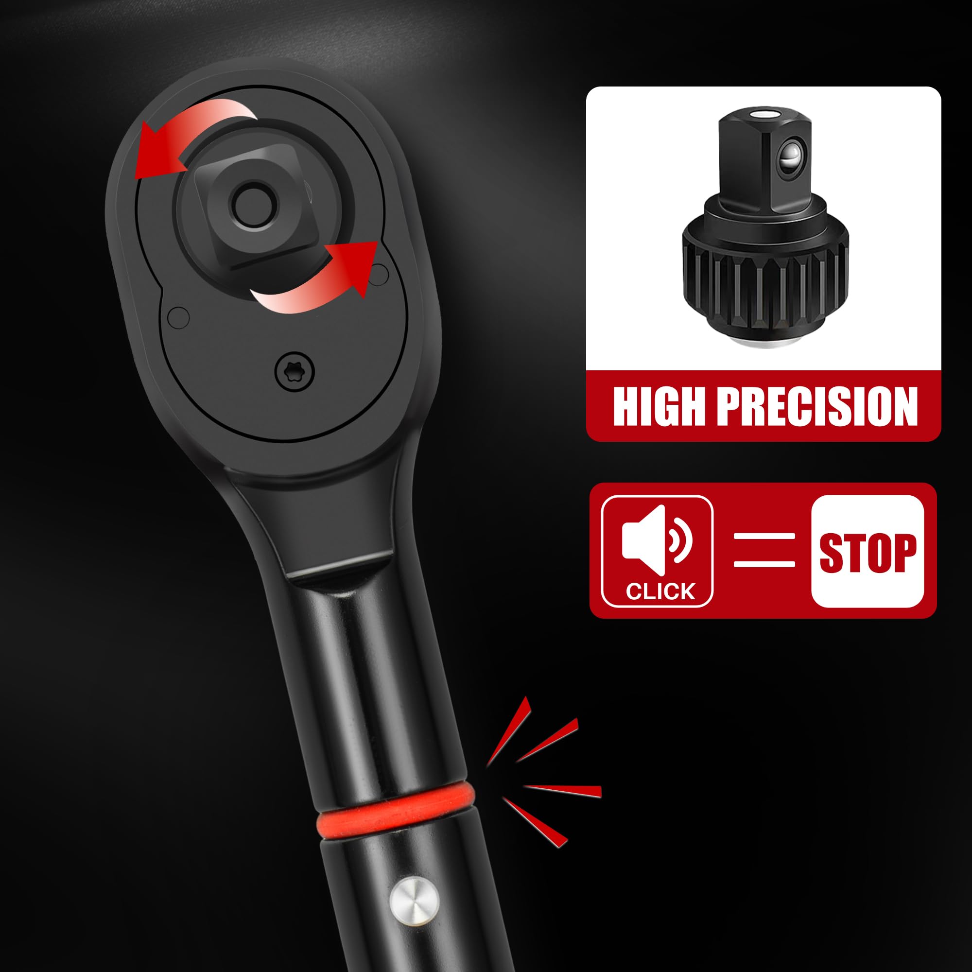 Chiave dinamometrica a scatto da 3/4", 136-949 Nm, chiave dinamometrica regolabile a 48 denti, precisione 3% per auto, camion, trattori, manutenzione e assemblaggio del prodotto