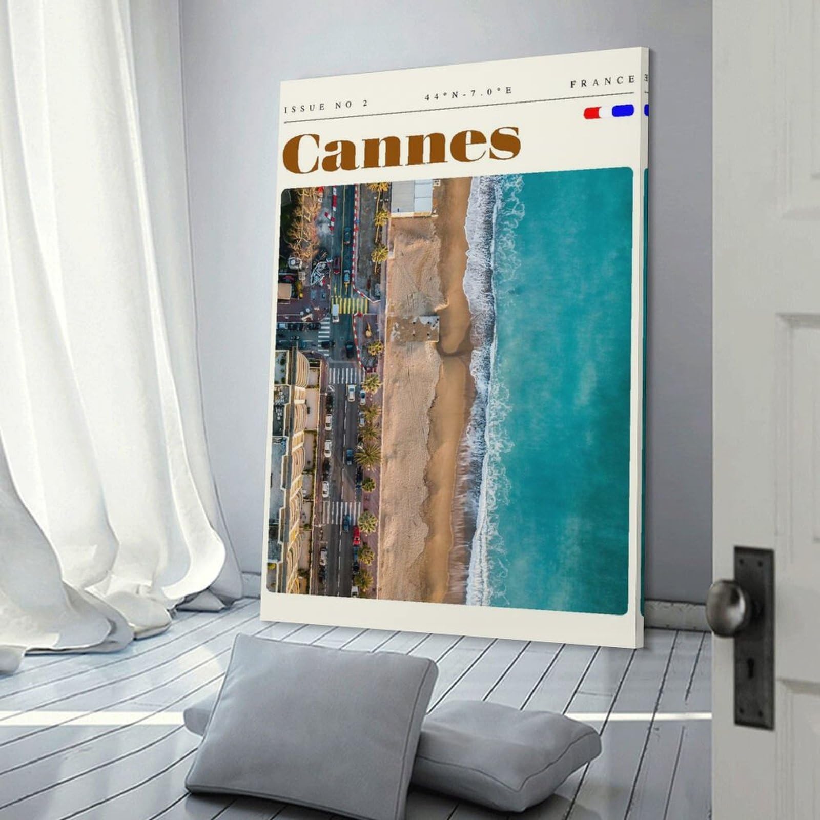 Junmoney Cannes France Travel Art Room Decor Wall Art, 24x36inch(60x90cm), for Office, Study Or Home Workspace, Decorative Artwork for Productive Spaces