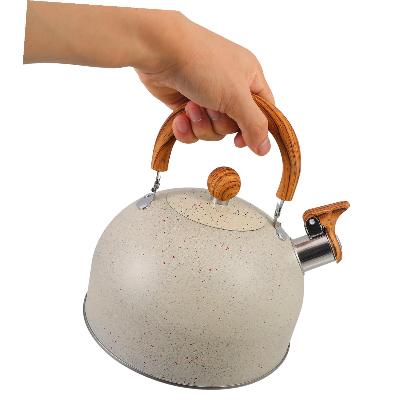 DECHOUS Hervidor de Agua Silbante de Acero Inoxidable 2.5l Mango de Madera y Fondo Resistente al Calor para Camping y Uso Doméstico