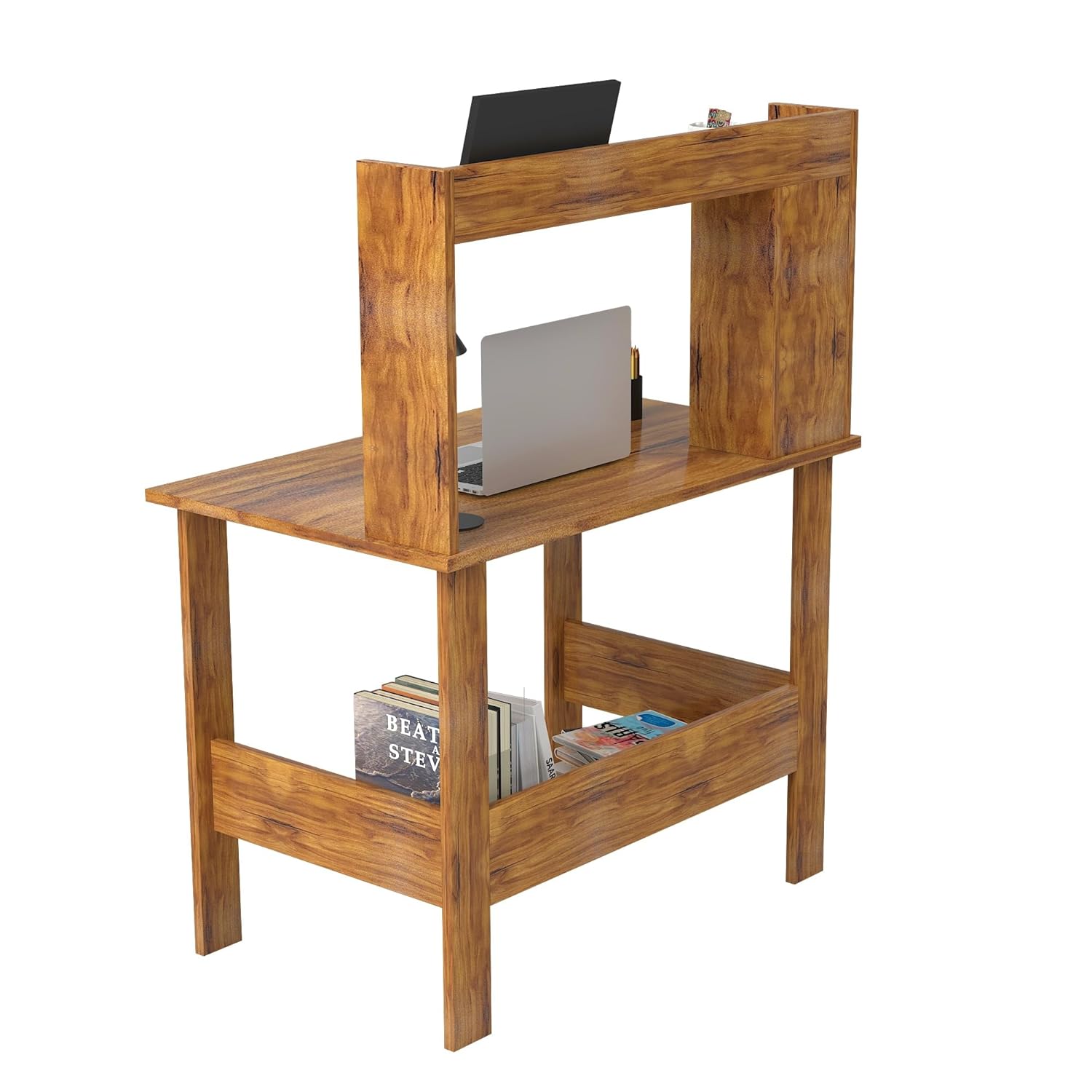 Callas ST-40 Wooden Study Table with Hutch & Bottom Storage – Multi-Purpose Office Desk for Laptop, Computer, Writing & Study – Durable Engineered Wood Workstation for Home & Office (Walnut, ST-40) 23 71wXtElNErL. SL1500