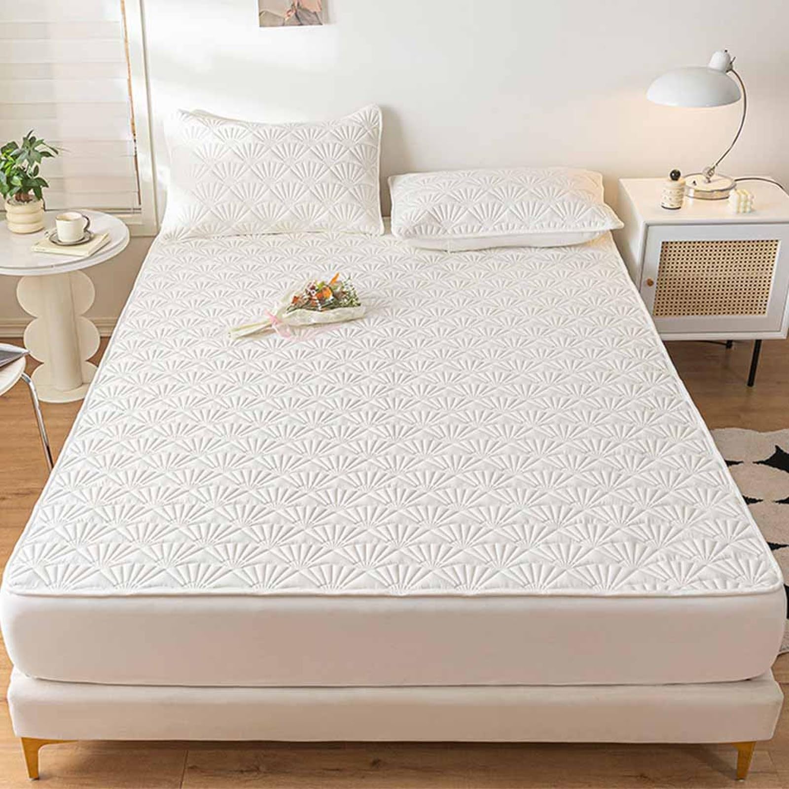 Sábana bajera impermeable de 150 x 200 cm + 30 cm de profundidad, súper suave, color gris claro, protector de colchón elástico y acogedor para máxima comodidad