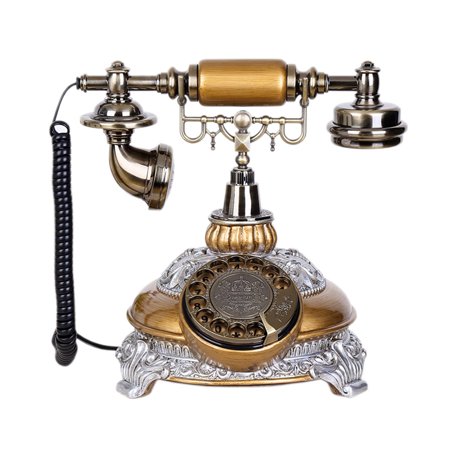 Telefon stacjonarny retro, Antyczny telefon stacjonarny retro, wodoodporny, galwanizowany, wysokotemperaturowy, wielokolorowy(Gold)