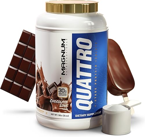 Magnum Nutraceuticals Quattro - Amor de chocolate, 2 libras, puede apoyar el crecimiento muscular y la recuperación