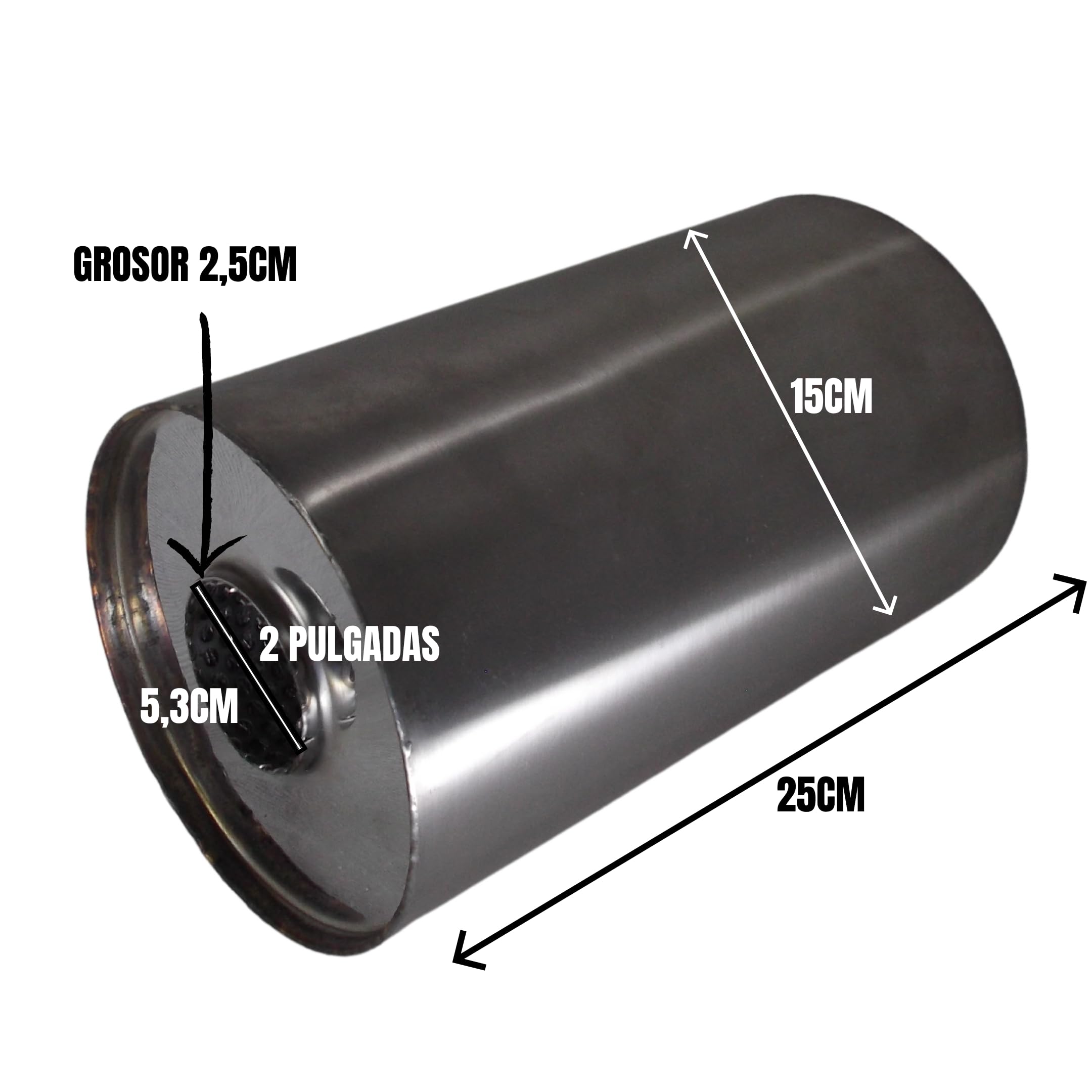 Genérico Silenciador Redondo 250x 150 silenciador escape coche escape coche deportivo tubo de escape coche silenciador inox silenciador deportivo universal Acero Inoxidable