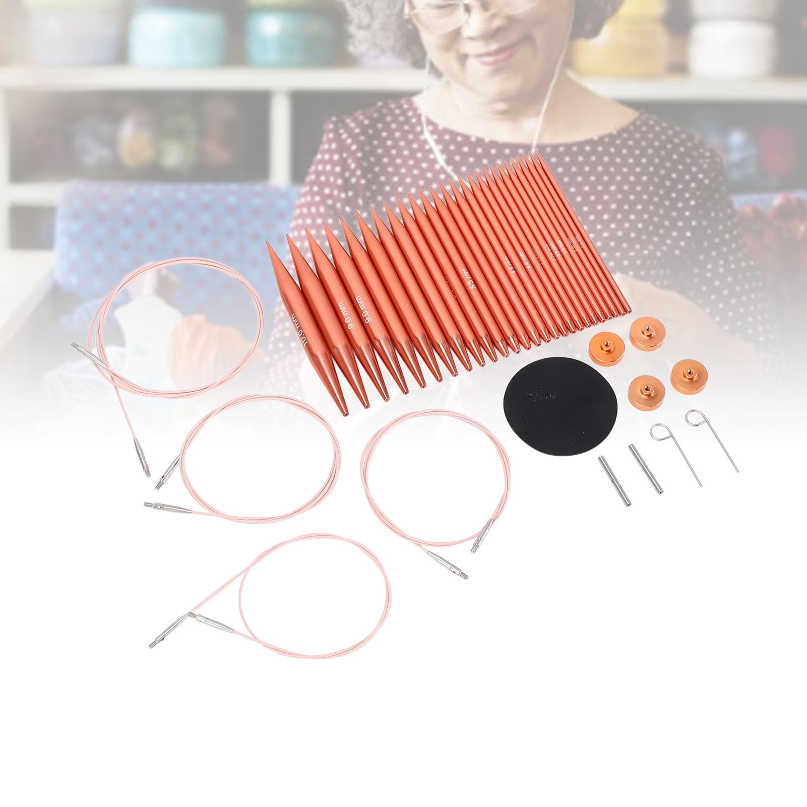 Hamwesh Agujas de Tejer Circulares Intercambiables, 13 Tamaños de 3,0 Mm a 10,0 Mm Juego de Agujas de Tejer Desmontables de Aluminio, Accesorios de con Cables Flexibles y Estuche de Transporte para
