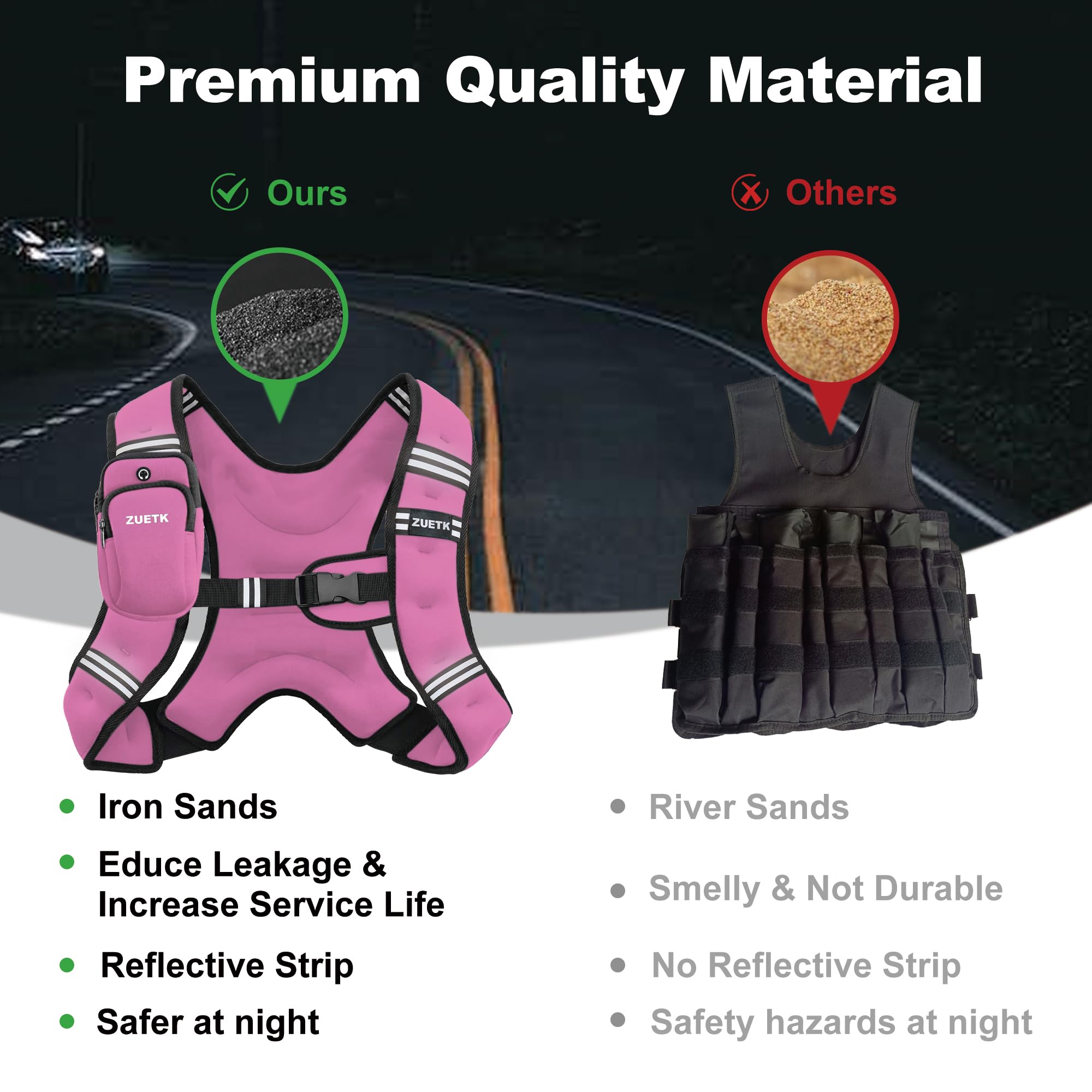 Weighted Vest, 6lb/8lb/12lb/16lb/20lb/25lb/30lb Weight Vest with Reflective Stripe, Weighted Vest for Men Women Workout Equipment for Strength Training, Running, Jogging, Fitness, Weight Loss