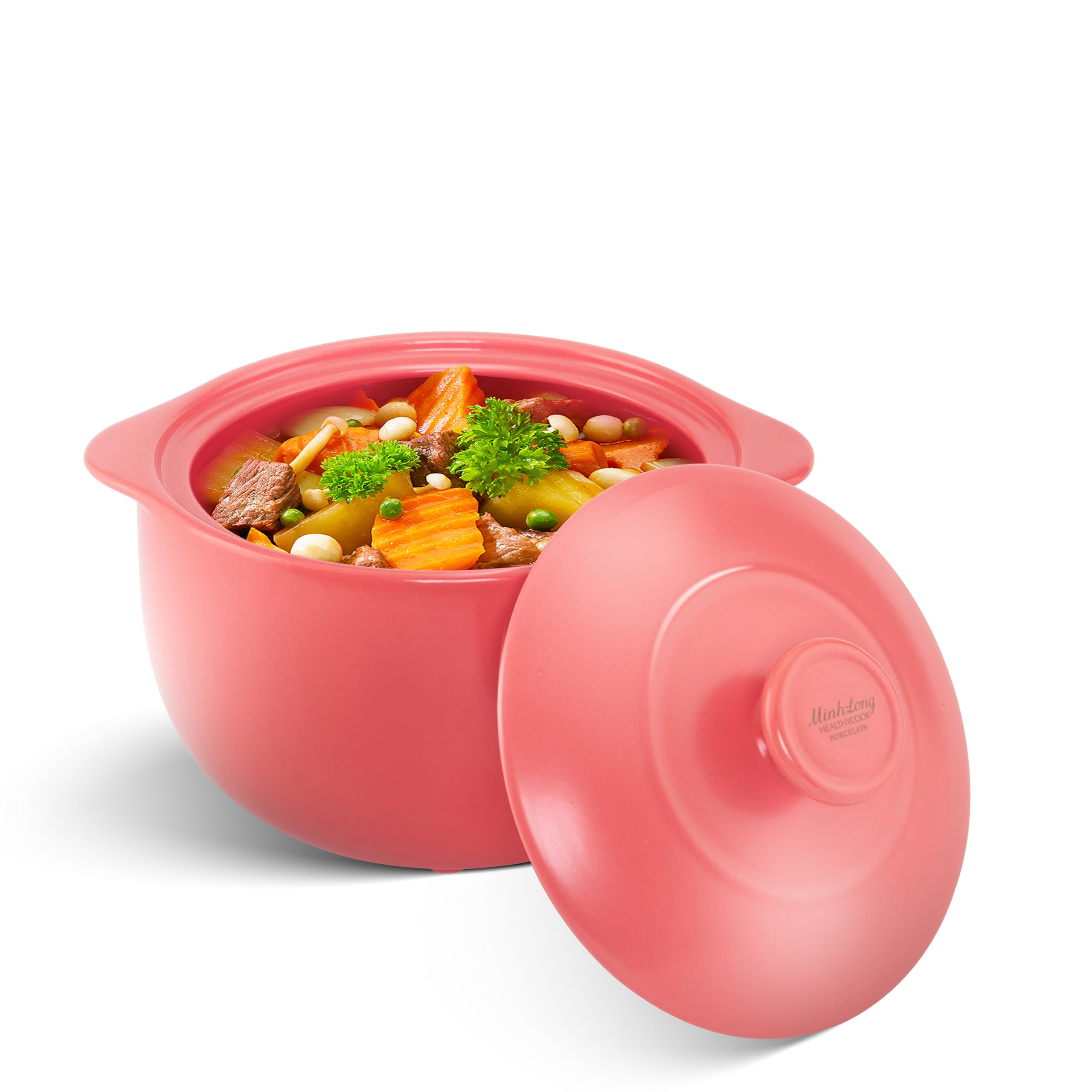 Photo 1 of MINH LONG 3-Qt Porcelain Dutch Oven with Lid – Lead & Cadmium Free, Oven Safe to 482°F, Heat Retention, Clay Pot for Cooking on Gas & Infrared Cooktop, Use to Marinate, Cook, Bake, Refrigerate & Serve