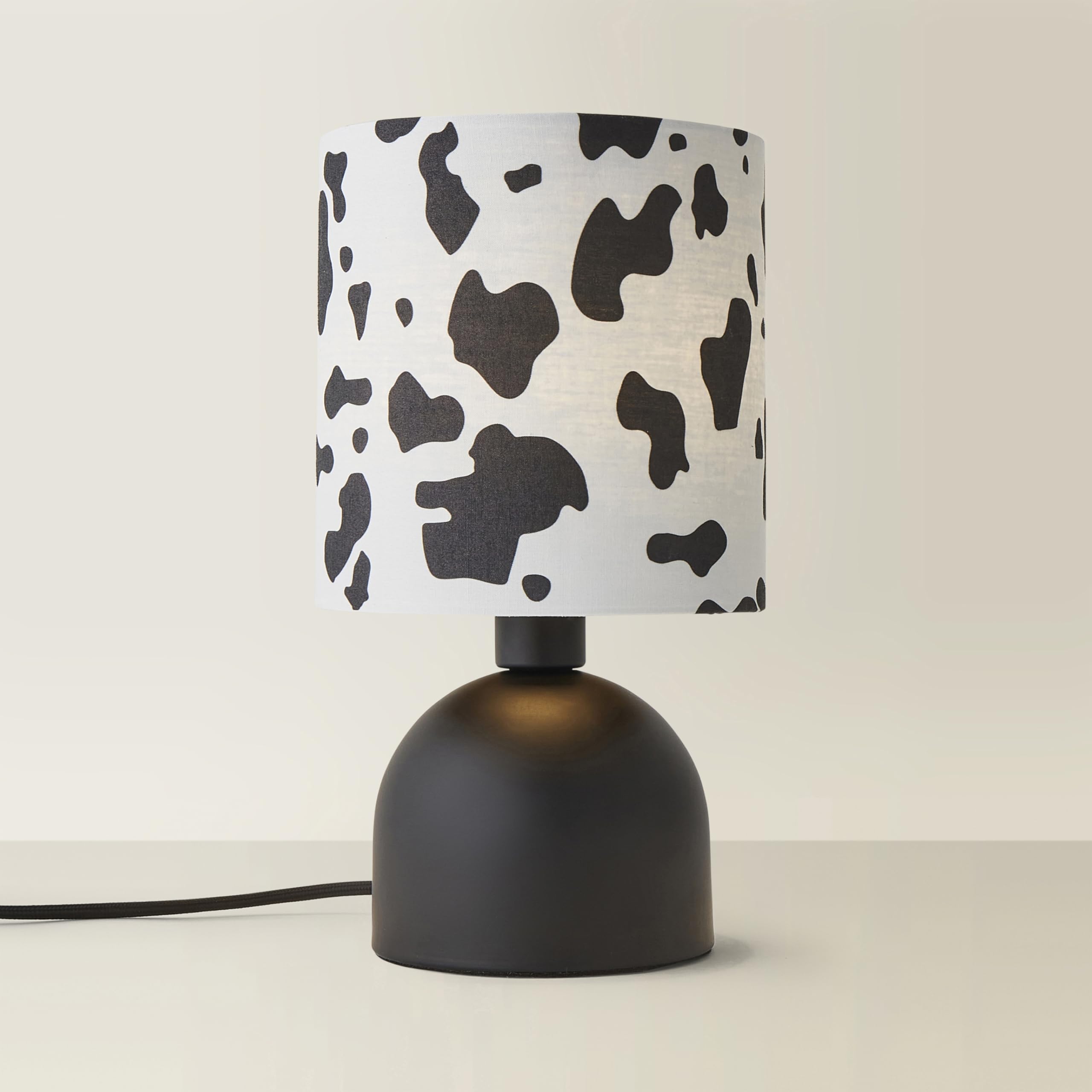 ValueLights | Miley Cow Print Drum Lamp Shade Matte Black Table Lamp | Table Lamps, Home Décor & Improvement Essential