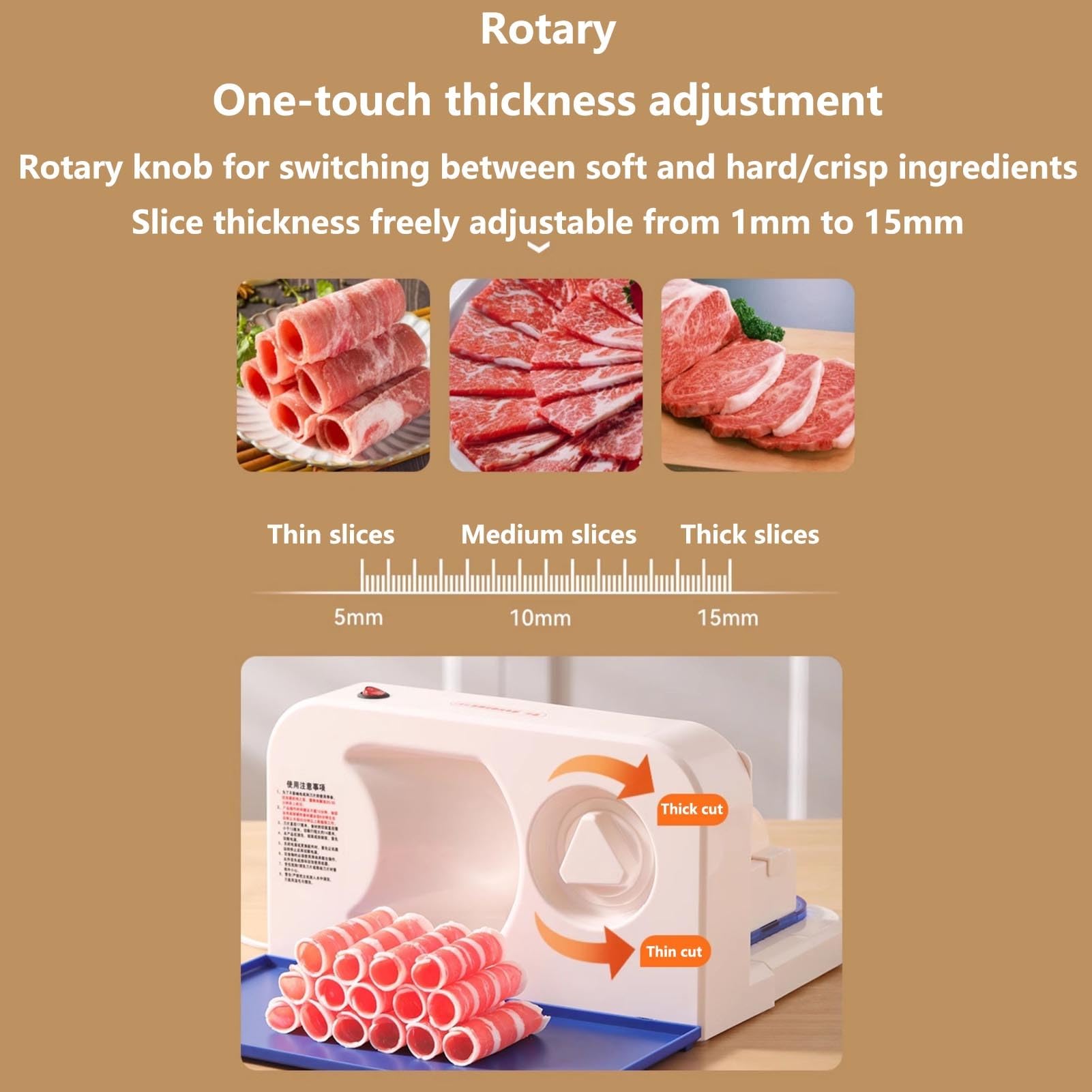 Machine De Tranchage Électrique Pour La Charcuterie, Le Pain Et Le Fromage Slicers De Viande Avec Coupe-acier Amovible 190 Mm Épaisseur Réglable De 0~15 Mm Convient À La Maison Et À L'usage Commercial