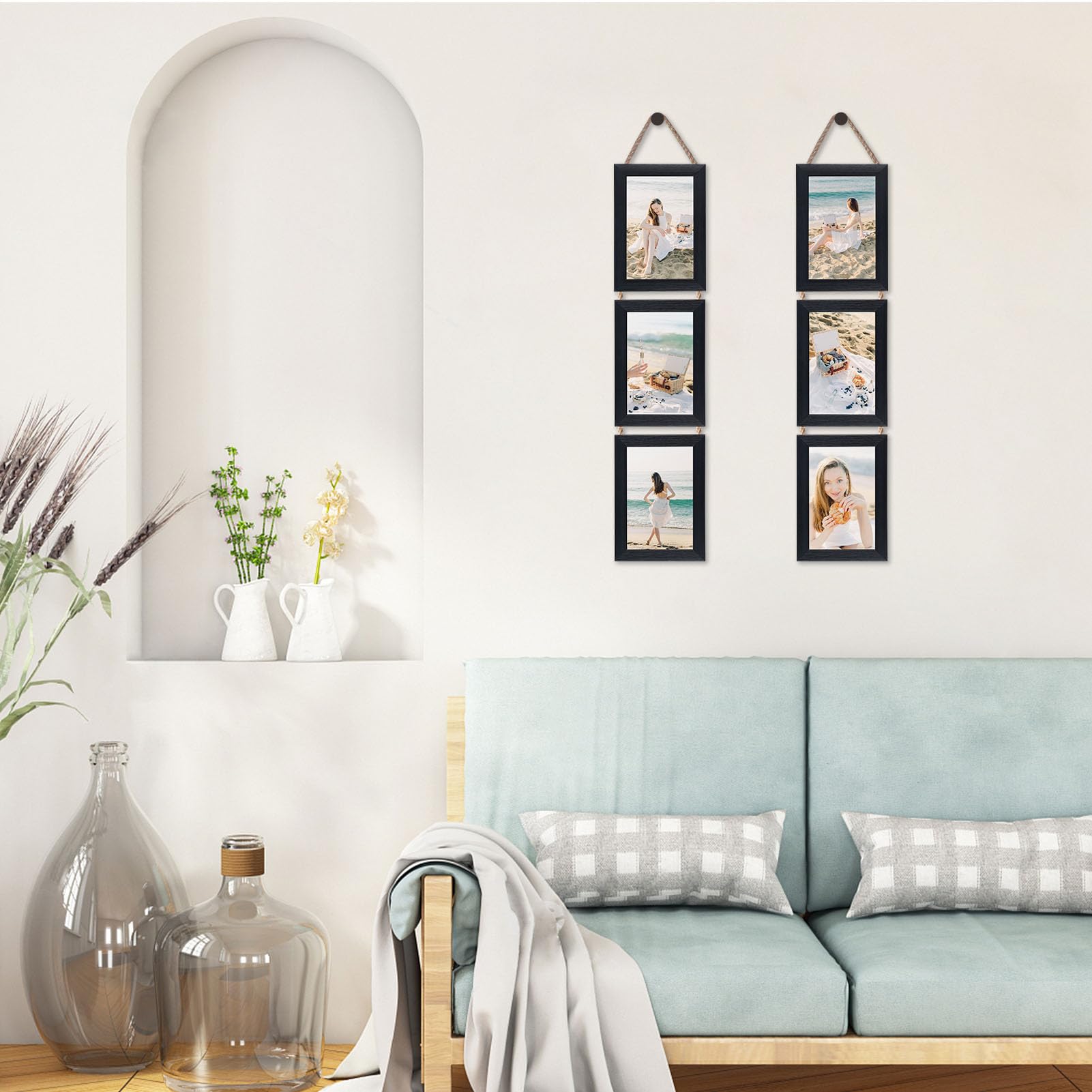 Amazon.co.jp: QUTREY 4x6 コラージュ写真フレーム ブラック 6つの開口