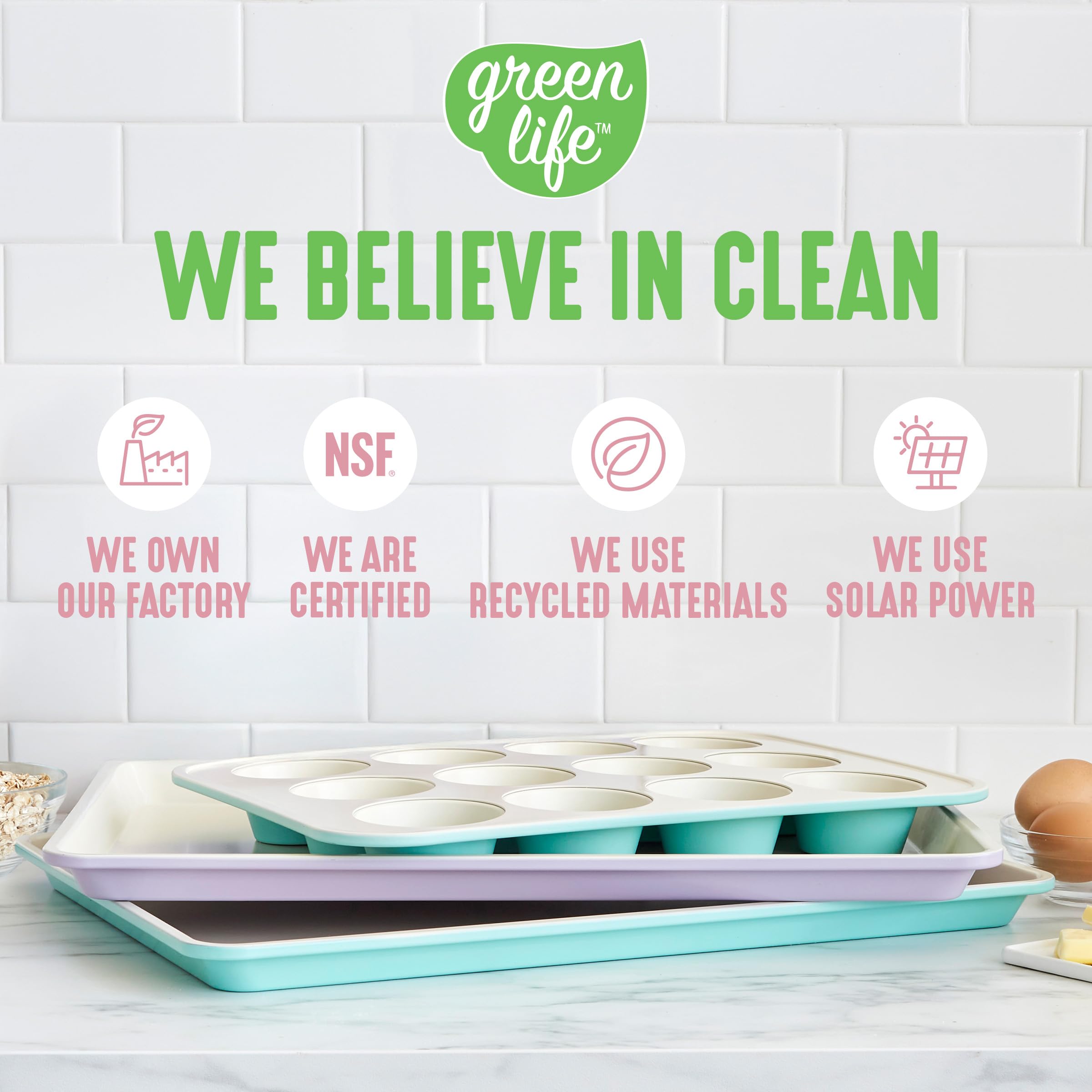 GreenLife Bakeware - Hoja antiadherente para galletas (33 x 45 cm), color rosa