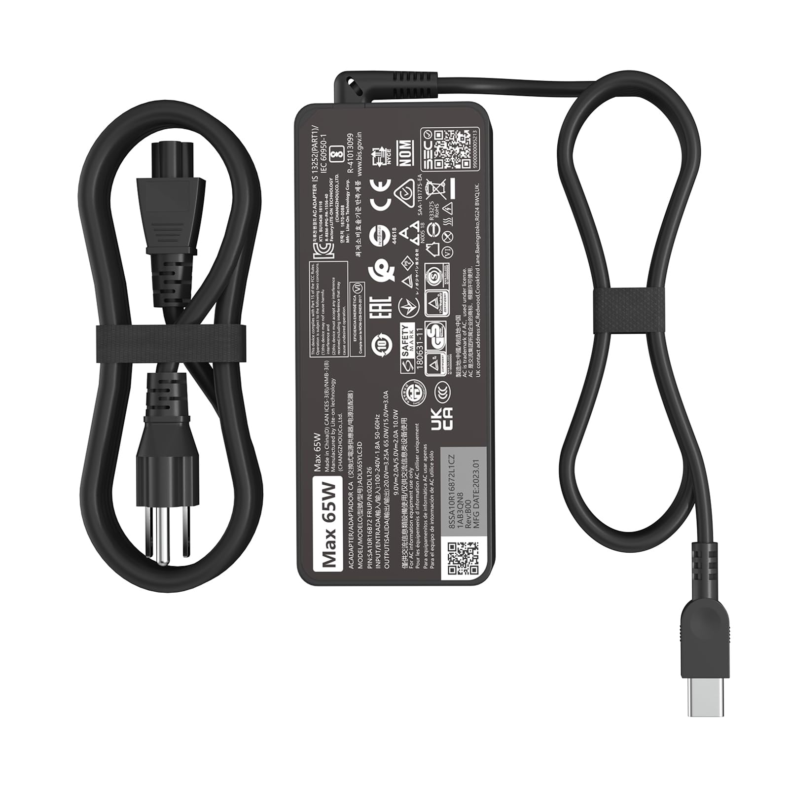 Alimentatore USB C 65W Per Lenovo ThinkPad - Compatibile Con X1 Carbon, T480, T490, Yoga, Ideapad, Chromebook