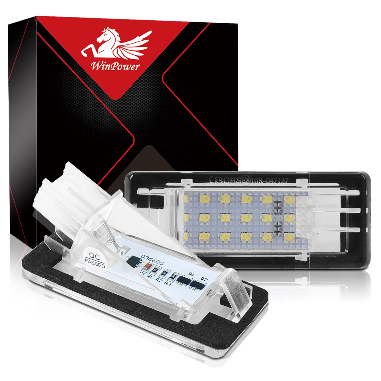 WinPower Luci Targa Led Lampadine Targa Auto Nessun Errore 6000K Luce Bianca Compatibile con Captur Espace Fluence Scenic Duster Lodgy Logan etc., 2 pezzi
