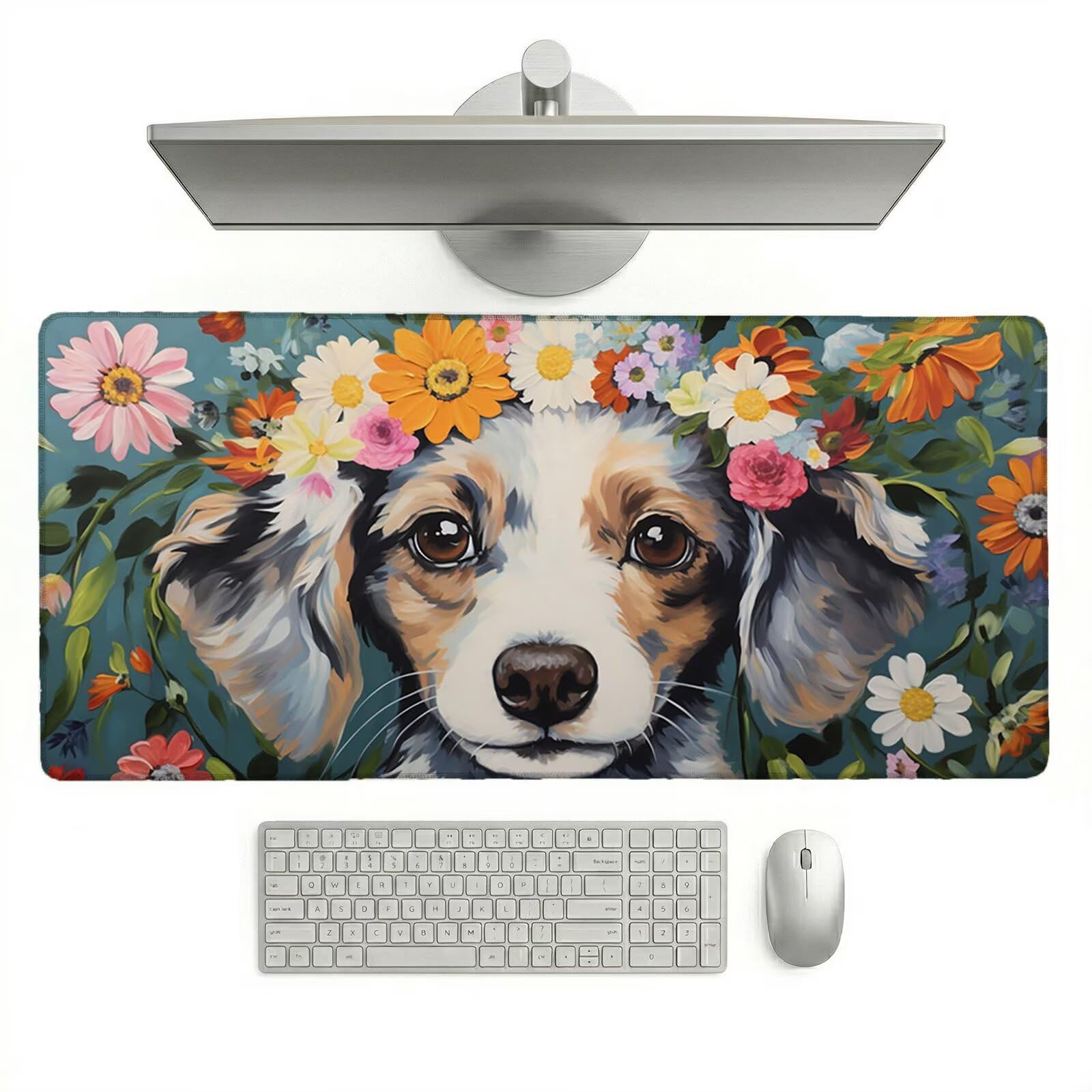 Sottomano Scrivania Grande 1200 x 600 x 3 mm Moderno Tappetino Tastiera Computer con Base Antiscivolo e Bordi Cuciti, Protezione Impermeabile, per Lavoro, Casa e PC Gamer, Regali Uomini (Cane) L-x7932