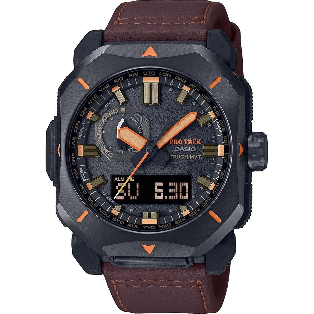 Casio Reloj Analógico-Digital para Hombre de Cuarzo japonés con Correa en Cuero PRW-6900YL-5ER