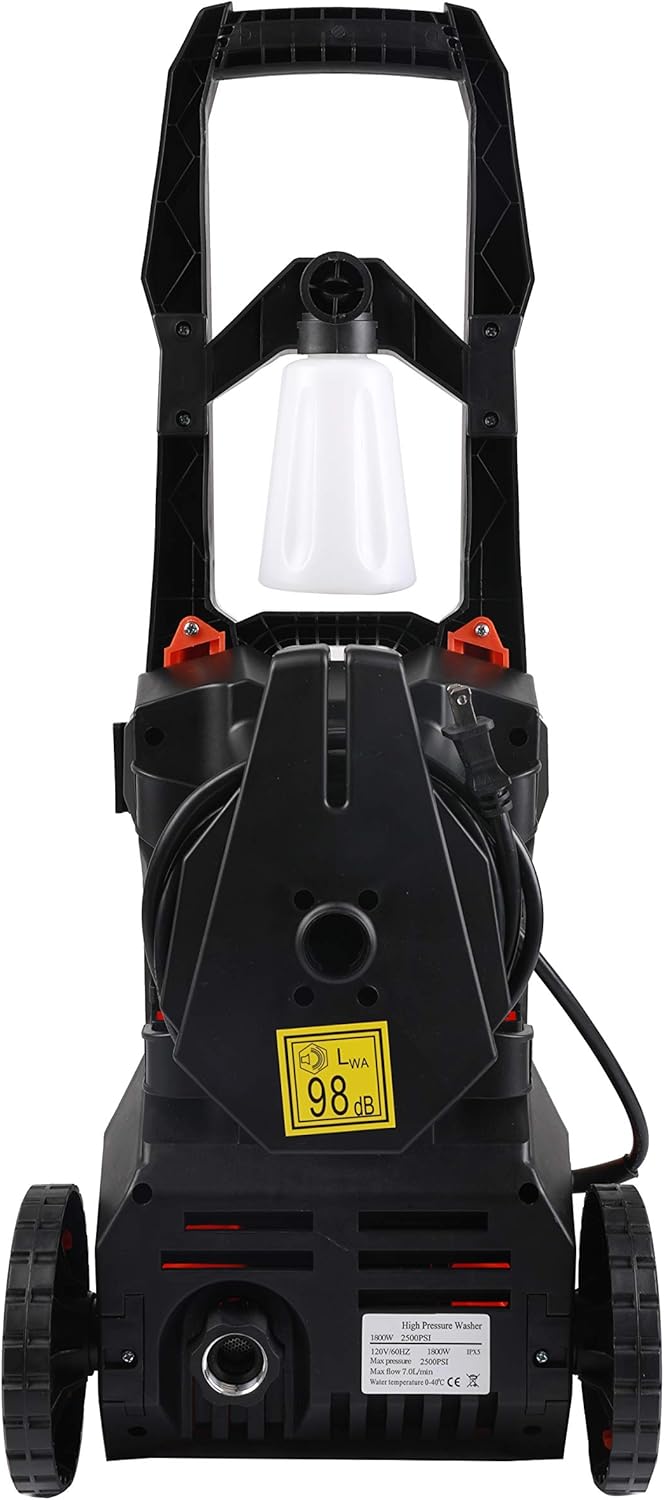 Rear view of the X-BULL pressure washer with power cord