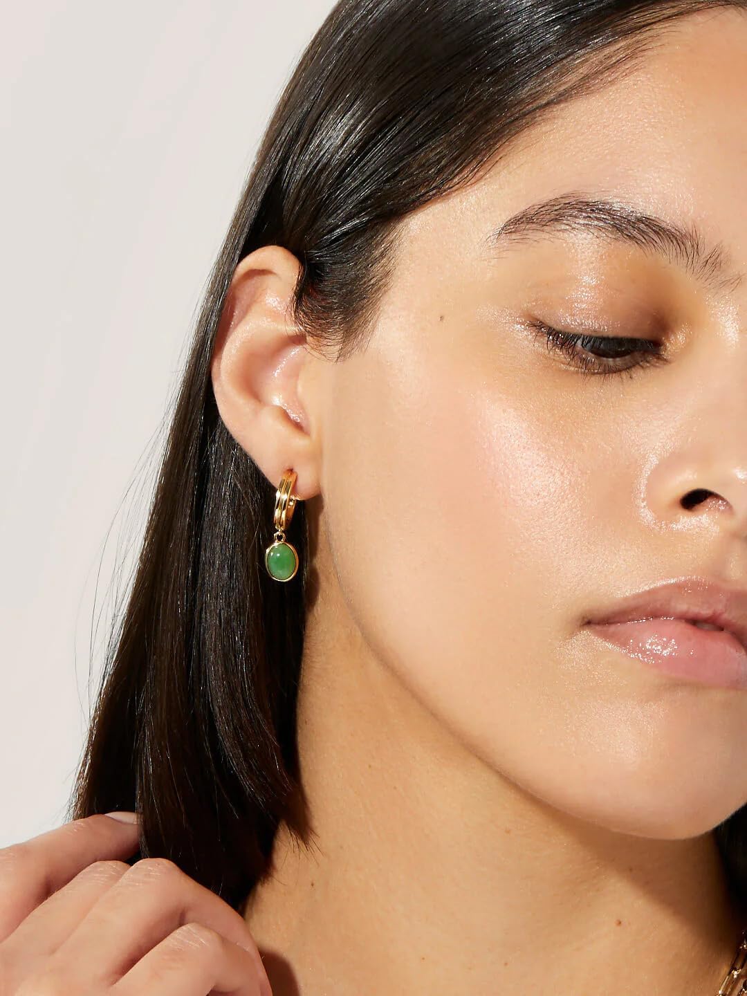 Green Aventurine Stone Pendant Necklace for Women Dainty 18K Plated Gold Chain Choker Necklace,Layered Necklace,Jewelry Set Non Tarnish - Image 7